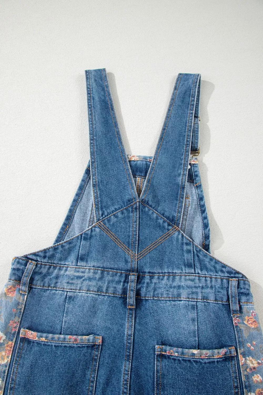 Vintage Rose Printed Pleated Loose Denim Overall - Image 10