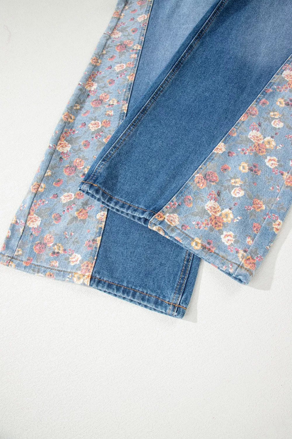 Vintage Rose Printed Pleated Loose Denim Overall - Image 11