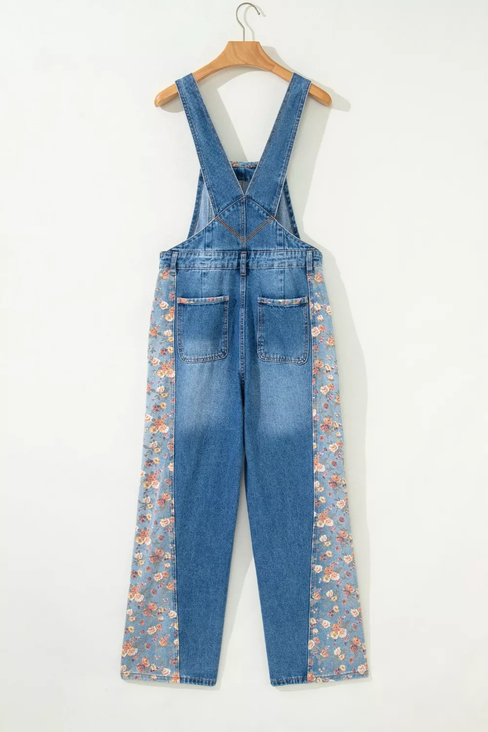 Vintage Rose Printed Pleated Loose Denim Overall - Image 6