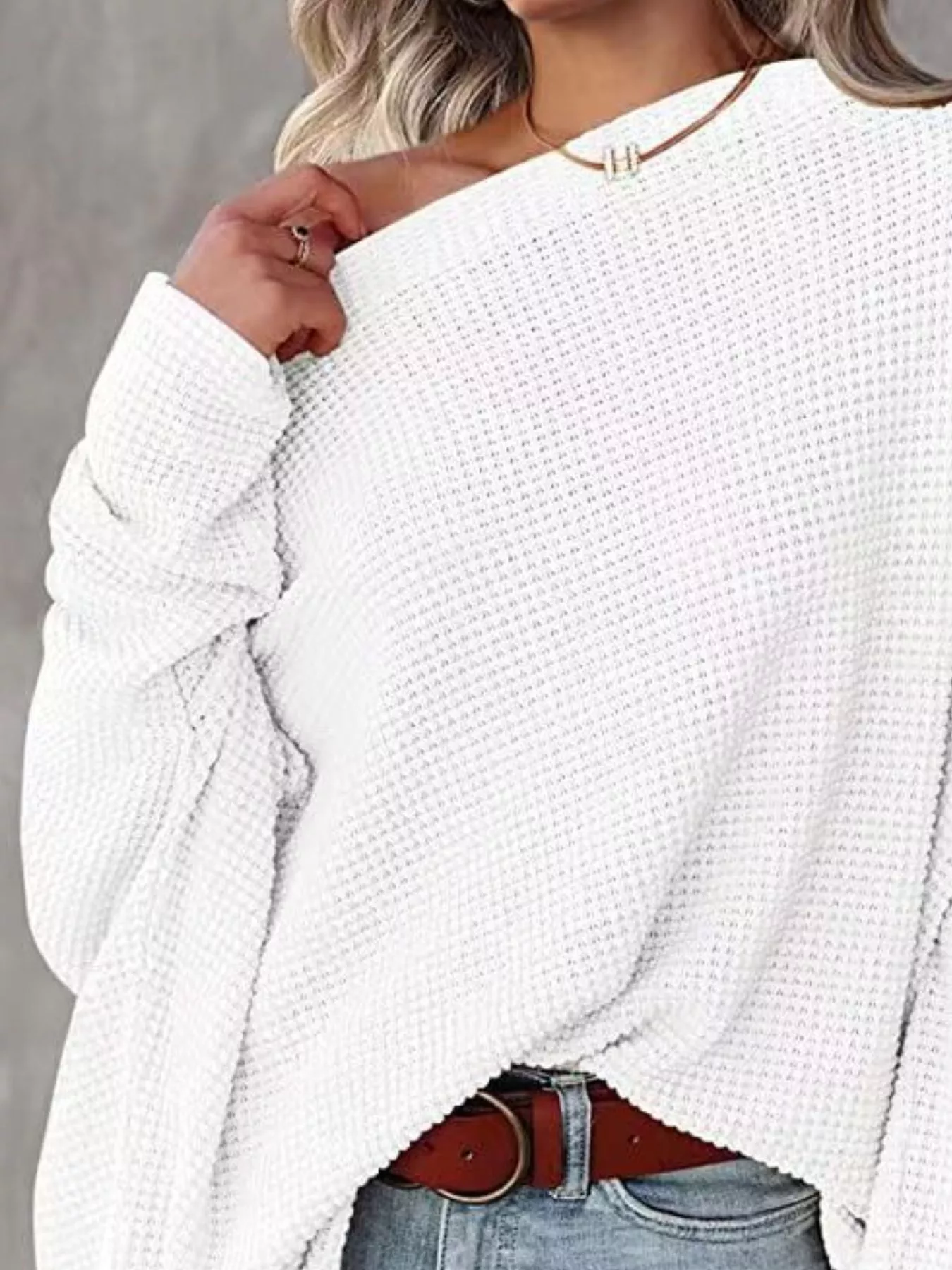 Waffle Knit Boat Neck T-Shirt - Image 17