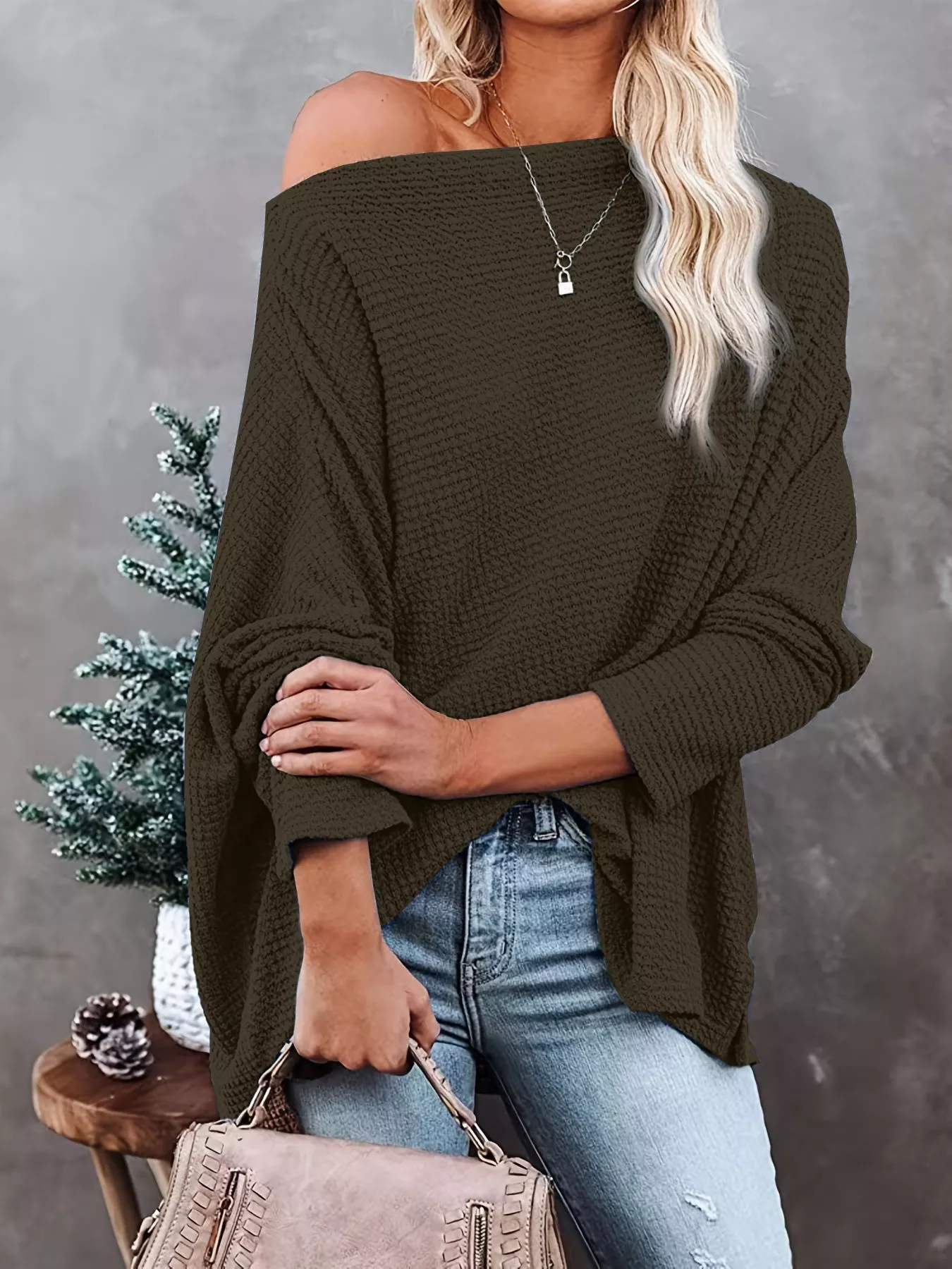 Waffle Knit Boat Neck T-Shirt - Image 20