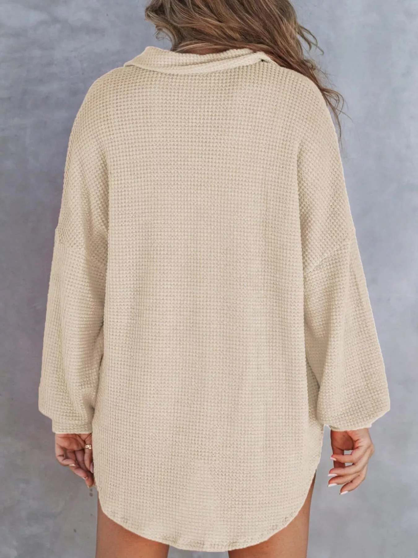 Waffle Knit Button Detail T-Shirt with Pocket - Image 10
