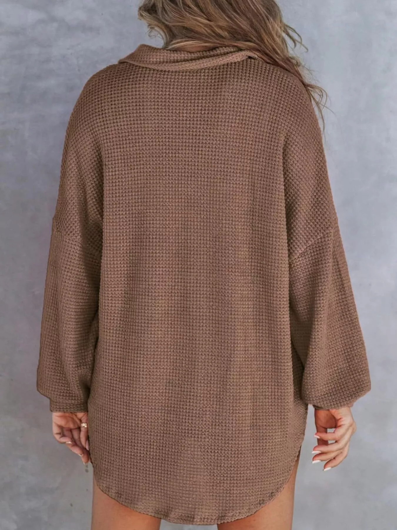 Waffle Knit Button Detail T-Shirt with Pocket - Image 15