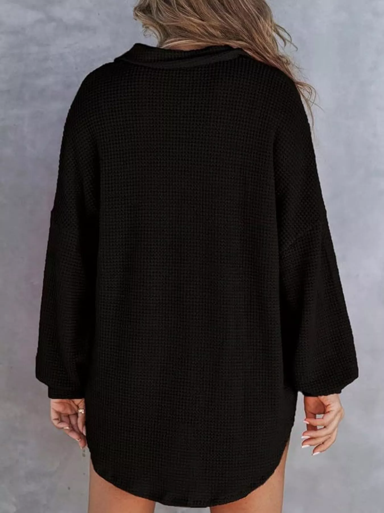 Waffle Knit Button Detail T-Shirt with Pocket - Image 4
