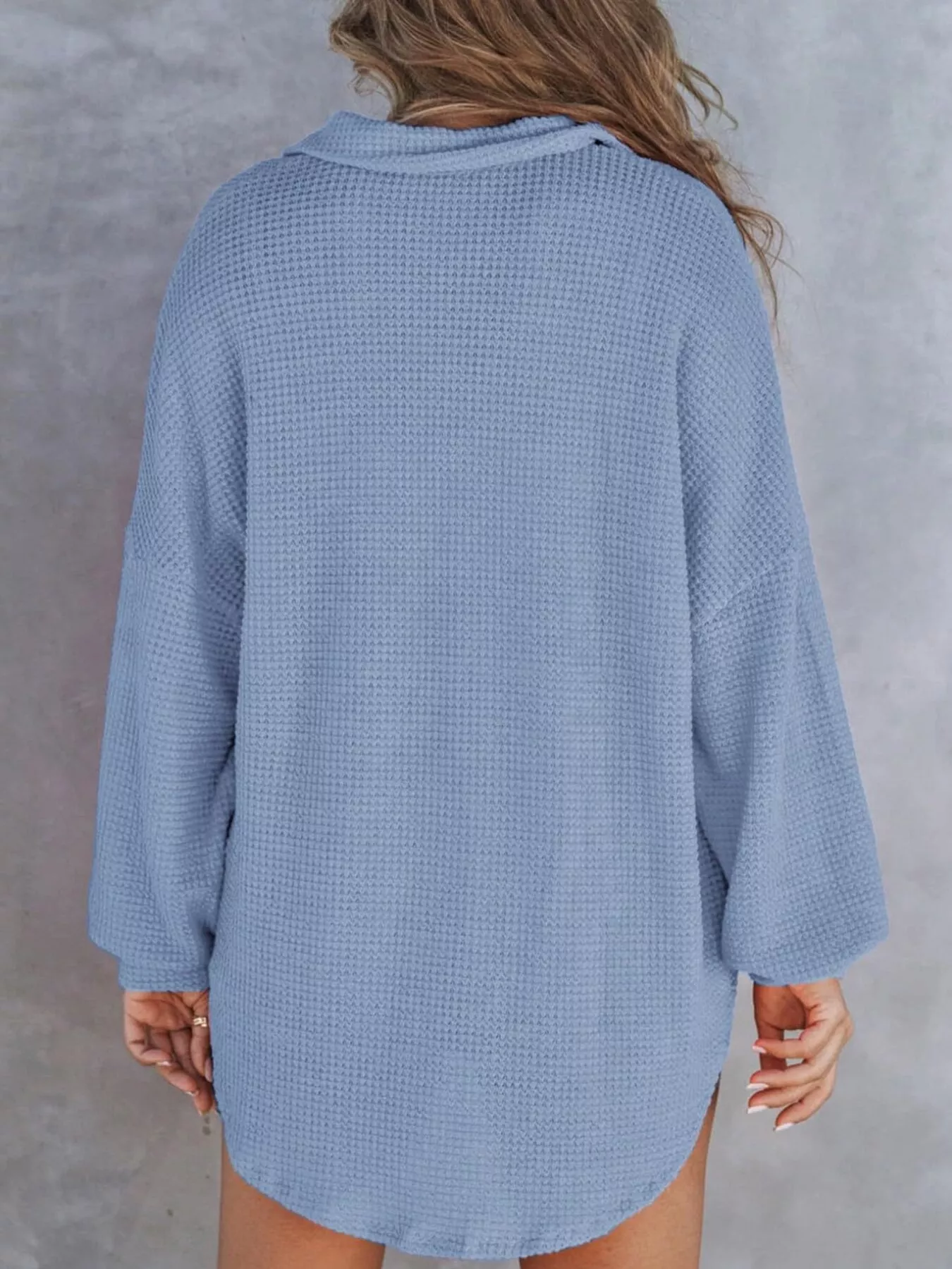 Waffle Knit Button Detail T-Shirt with Pocket - Image 8