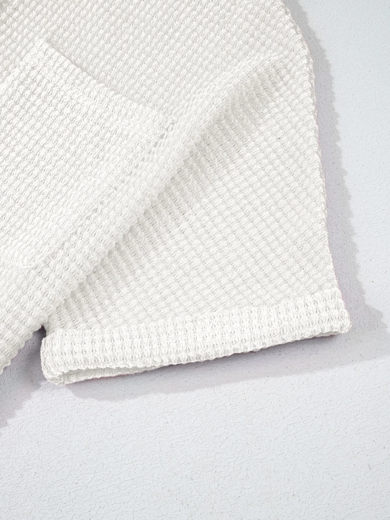 Waffle Knit Button Detail Top - Image 16