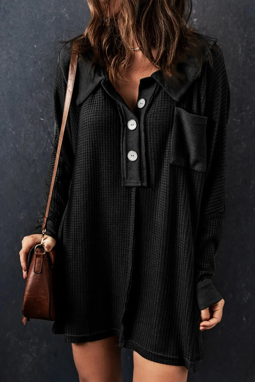 Waffle Knit Button Front Dress - Image 11