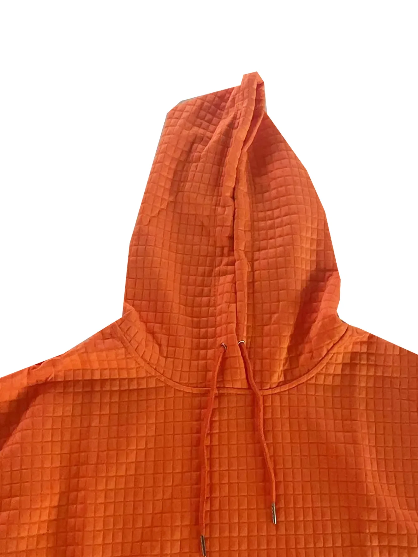 Waffle Knit Drawstring Long Sleeve Hoodie - Image 4