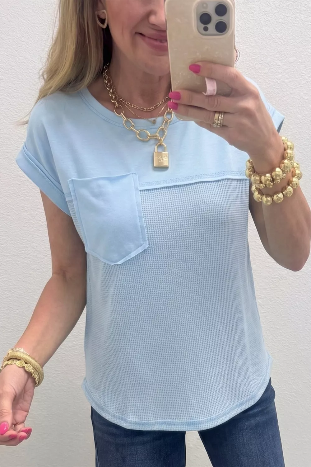 Waffle Knit Pocket T-Shirt - Image 2