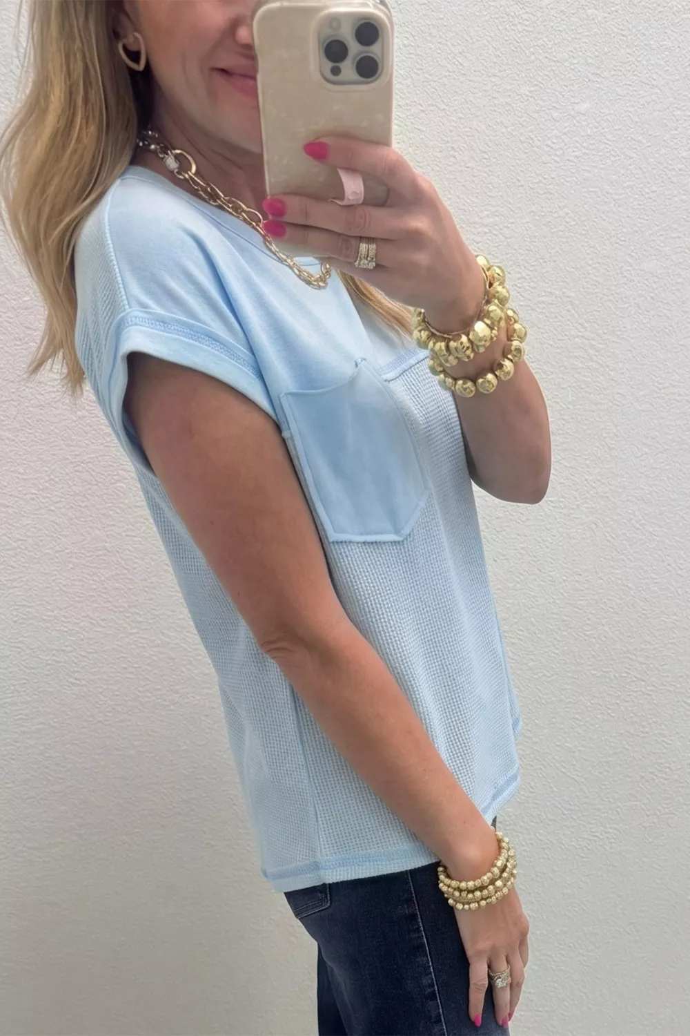 Waffle Knit Pocket T-Shirt - Image 3