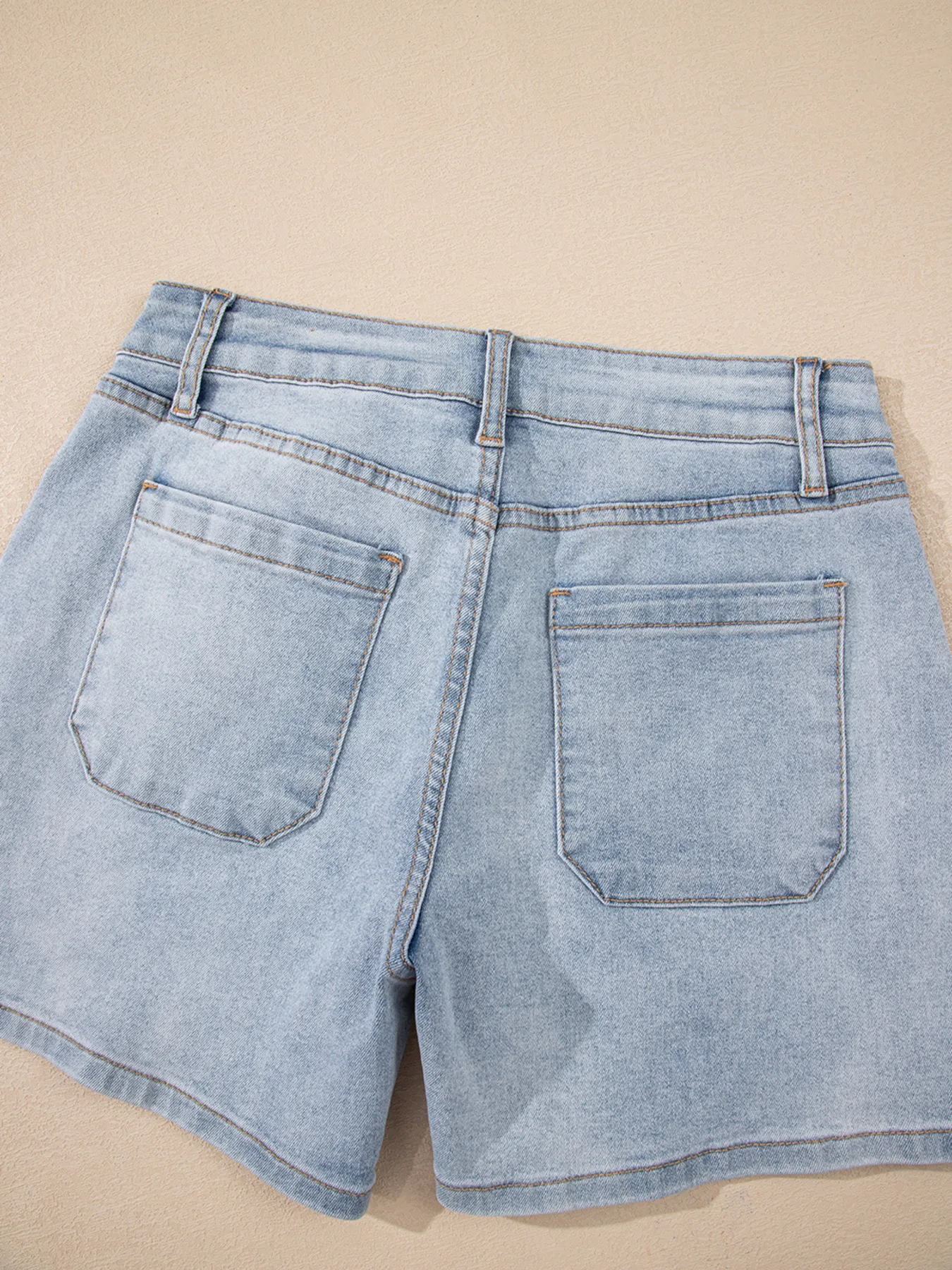 Wash High Rise Denim Shorts - Image 6