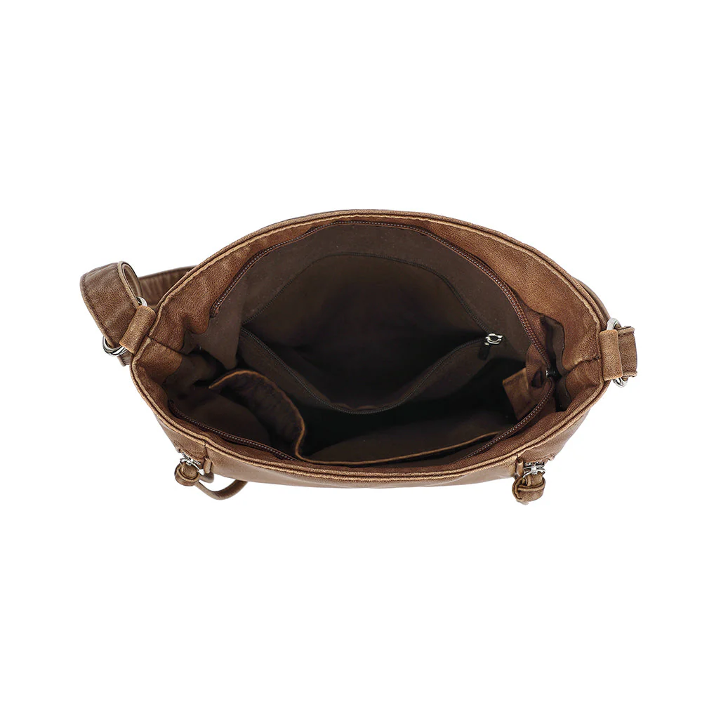 Washed Hobo Crossbody with Front Zip Compartments - Image 2