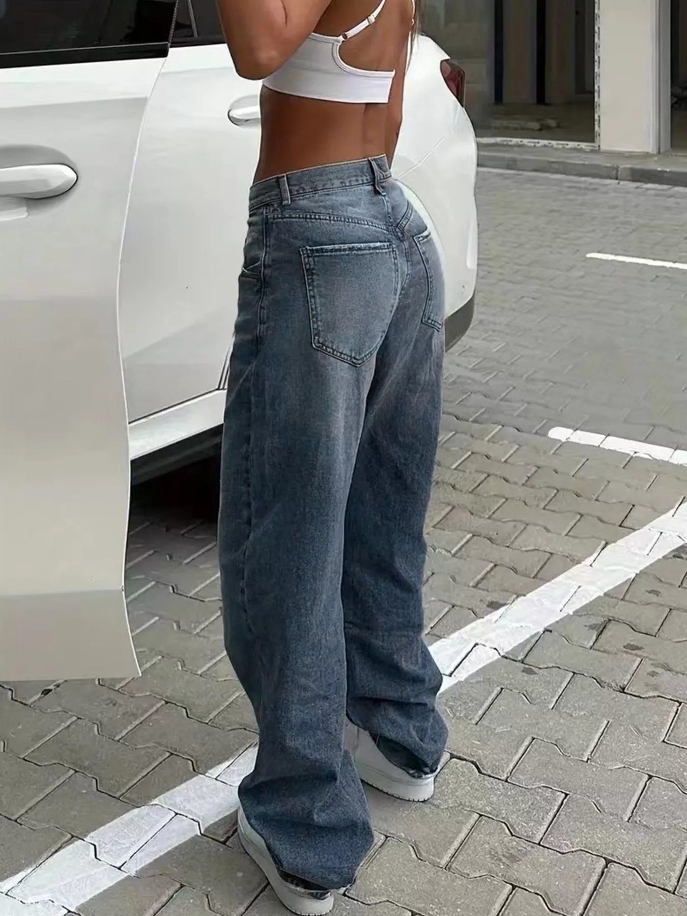 Washed Wide Leg Jeans - Image 5