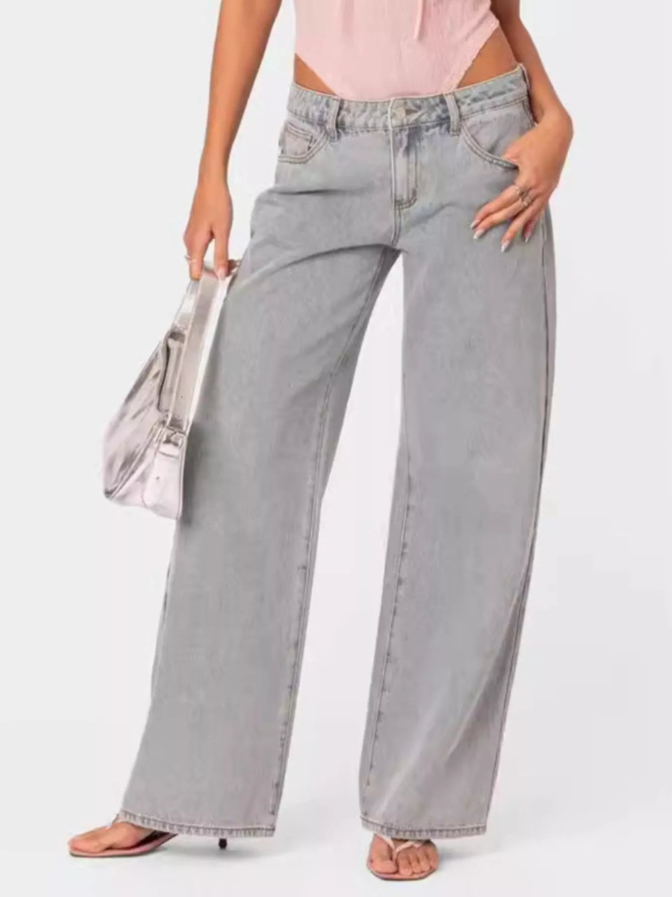 Washed Wide Leg Jeans - Image 3