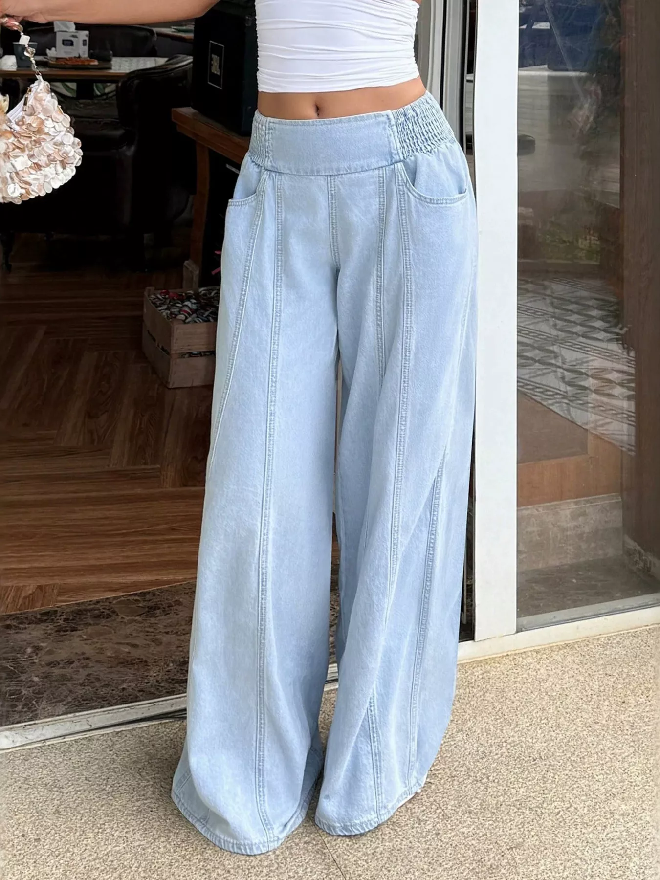 Washed Wide Leg Jeans - Image 5