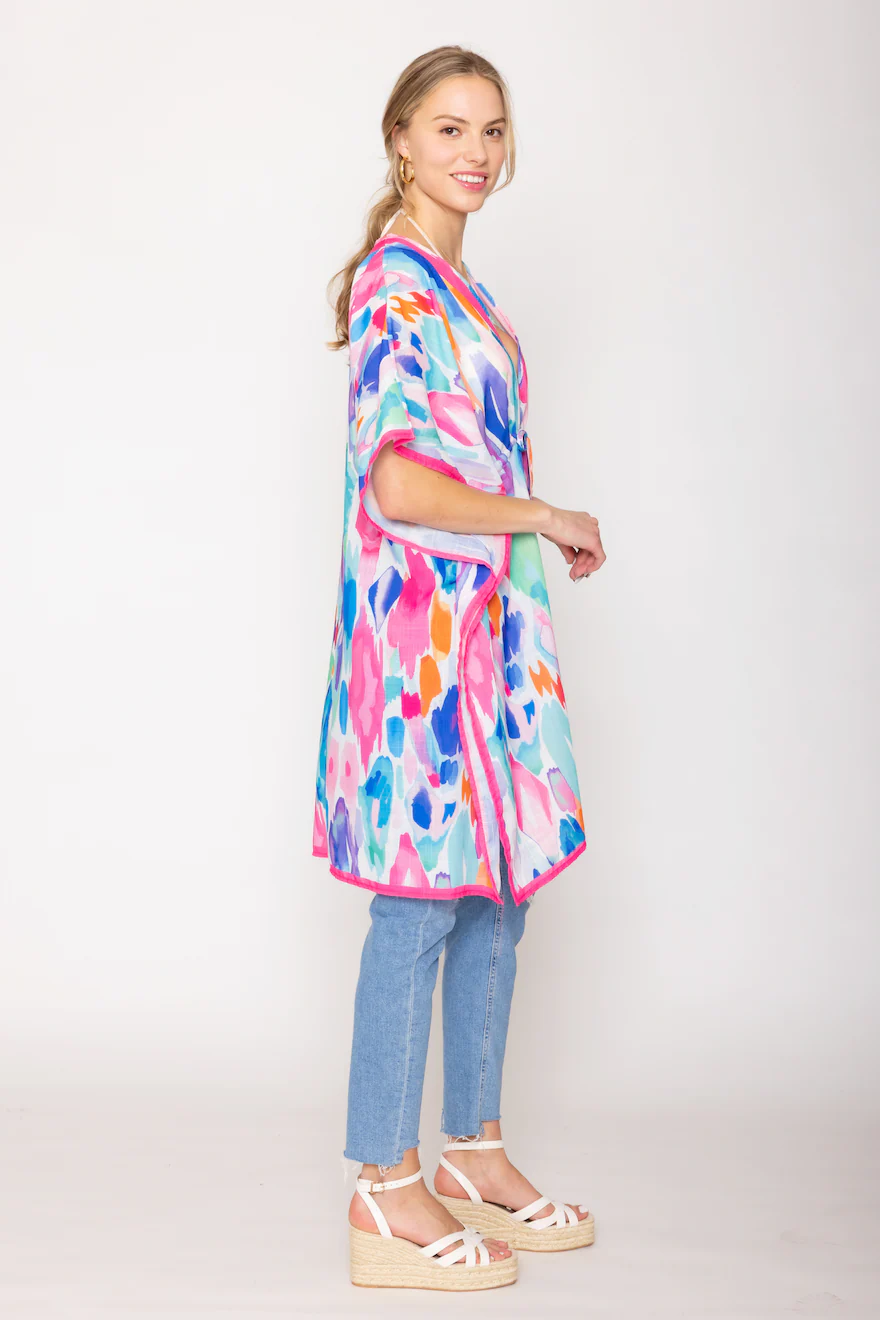Watercolor Print Poncho - Image 5