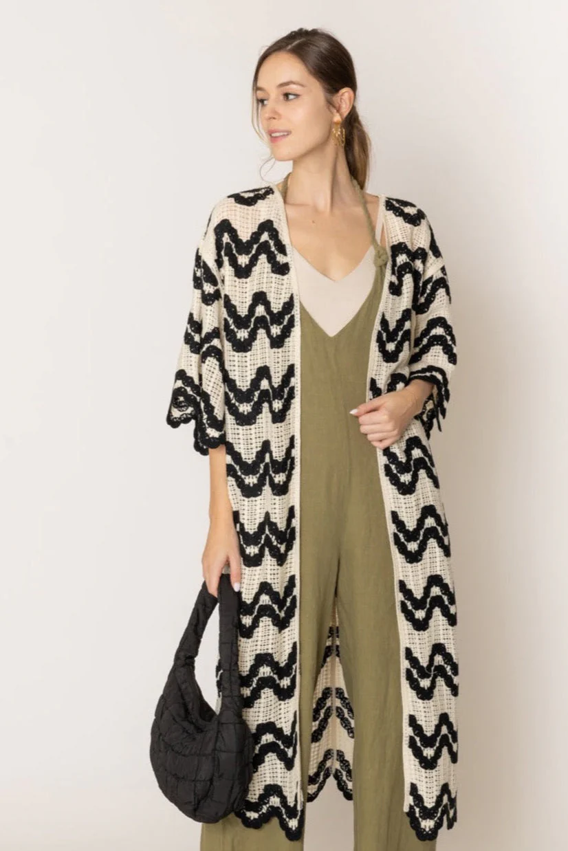 Wave Pattern Crochet Cardigan