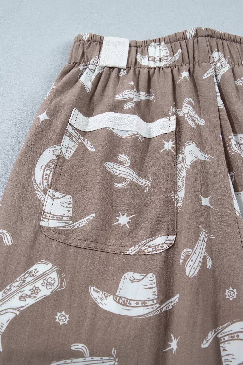 Western Cactus Cowgirl Hat Boot Printed Vintage Drawstring Jogger Pants - Image 10
