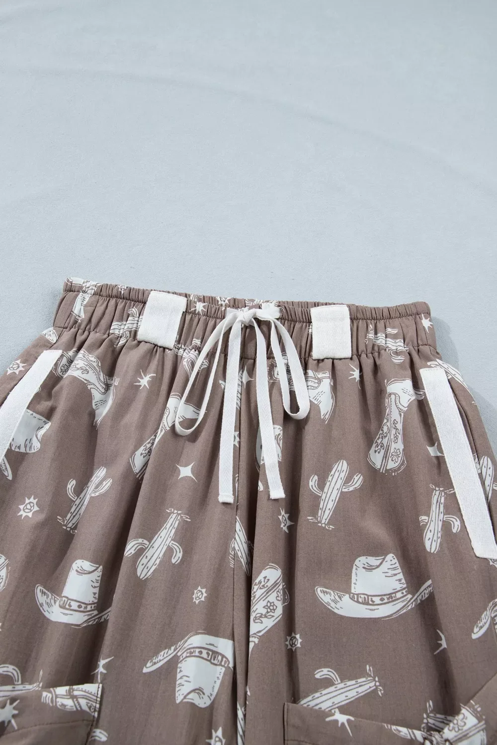 Western Cactus Cowgirl Hat Boot Printed Vintage Drawstring Jogger Pants - Image 6