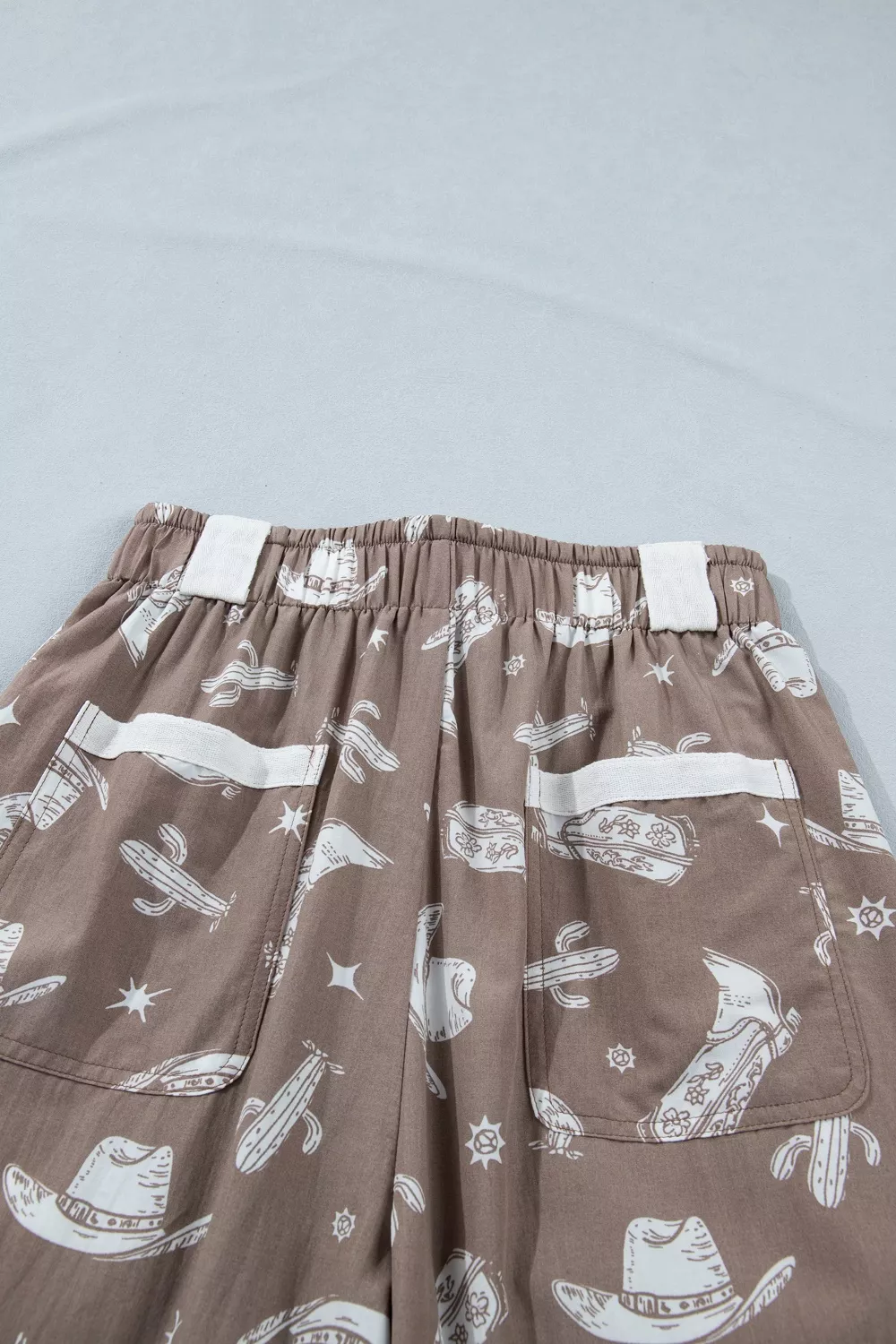 Western Cactus Cowgirl Hat Boot Printed Vintage Drawstring Jogger Pants - Image 7