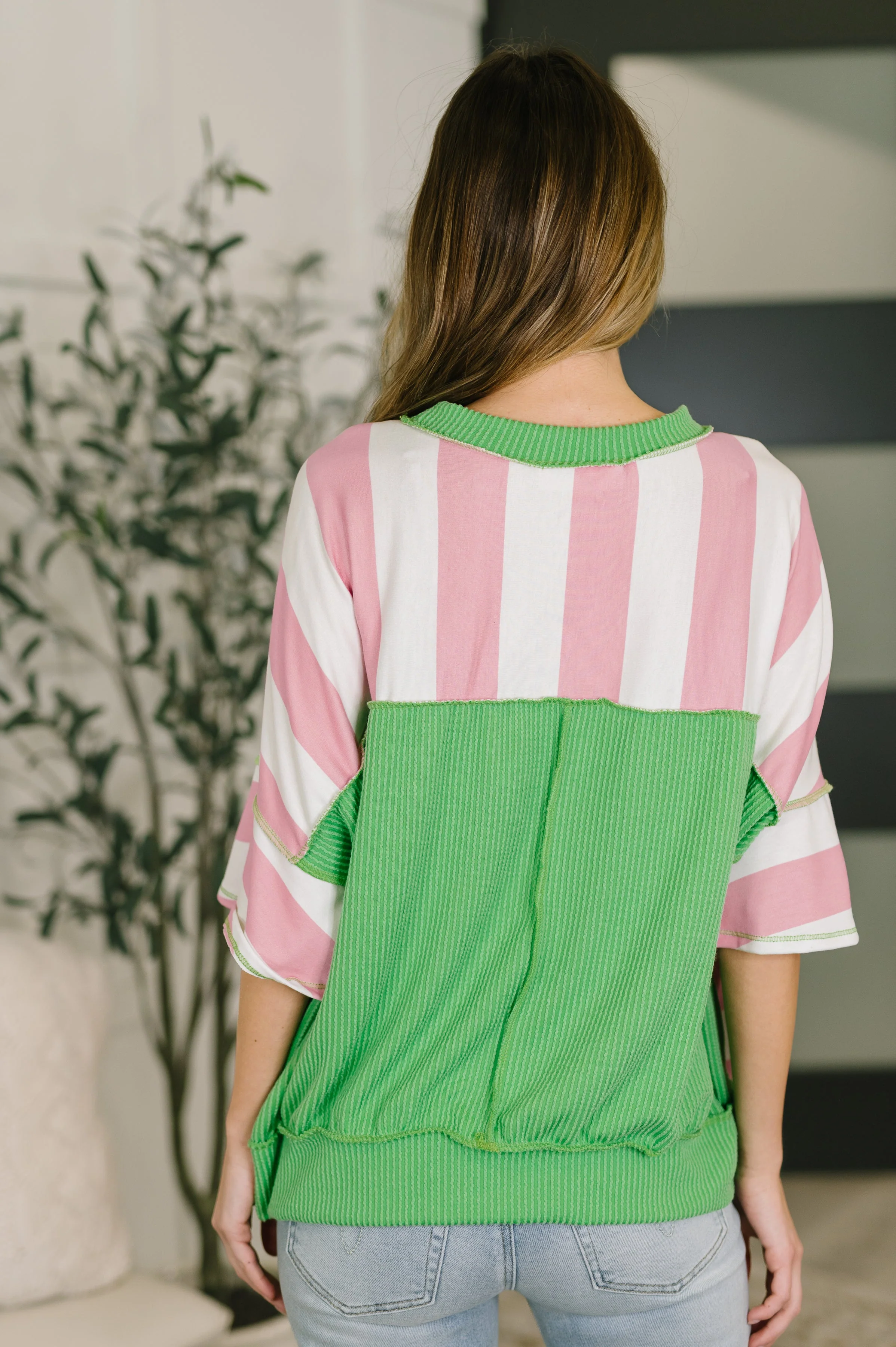 What's a Girl to Do Contrast Trim Relaxed Top - Image 5