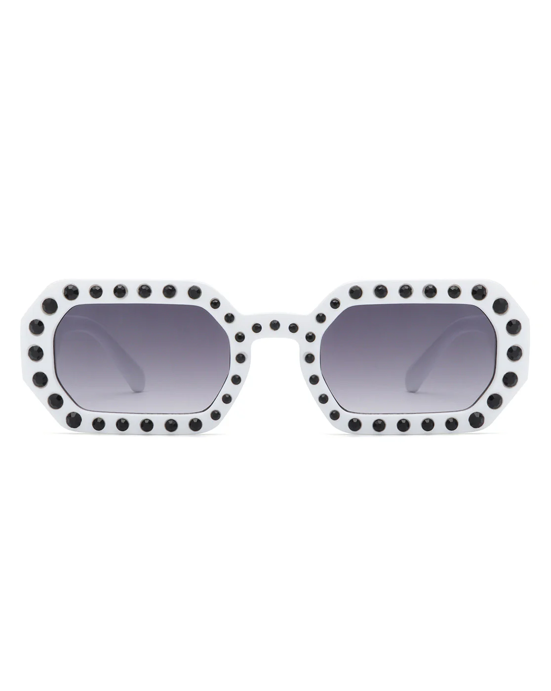 Whisp - Square Retro Rhinestone Tinted Geometric Fashion Sunglasses - Image 11