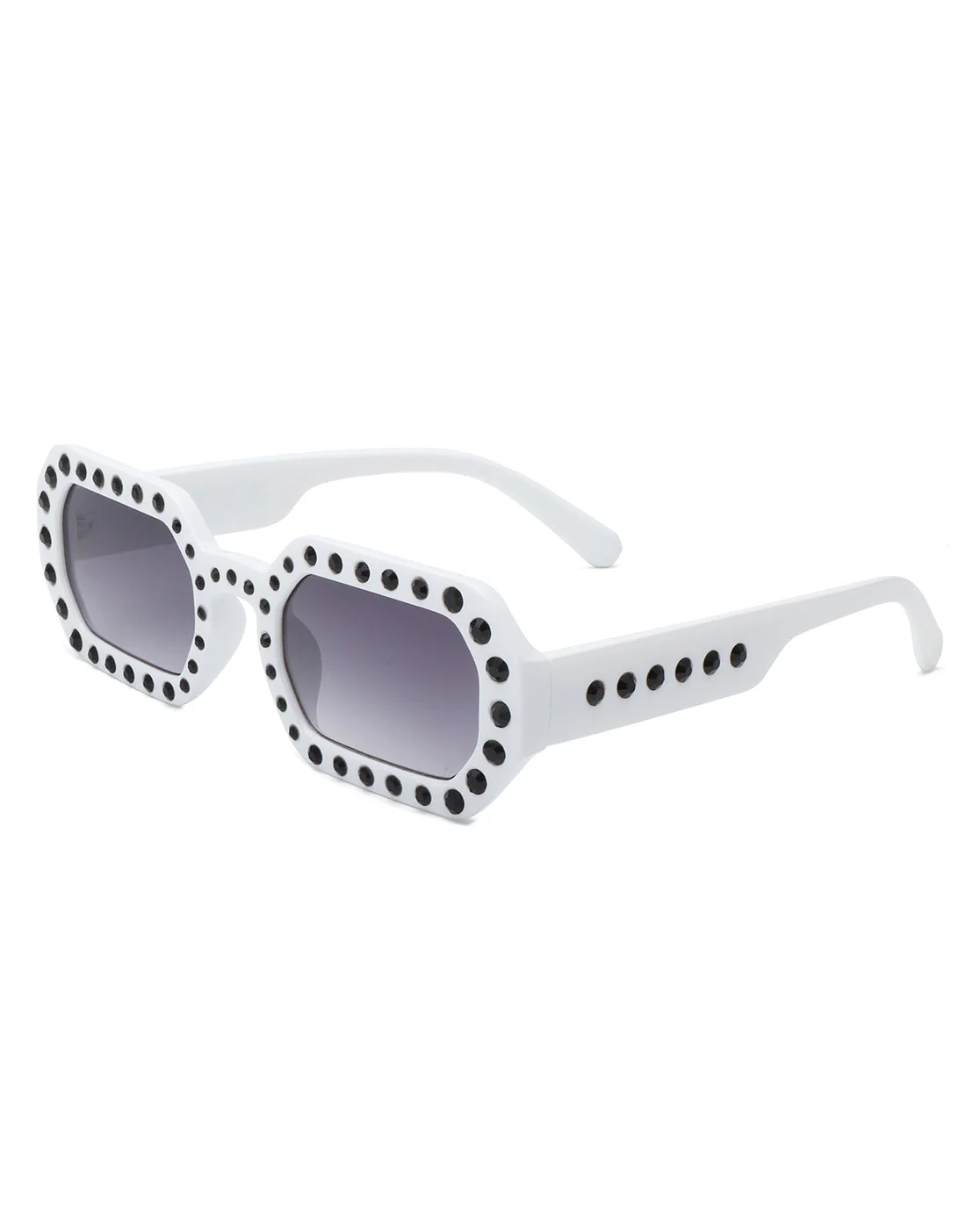 Whisp - Square Retro Rhinestone Tinted Geometric Fashion Sunglasses - Image 12