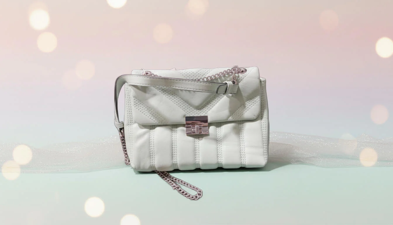 White Quilted Shoulder Bag with Chain Strap