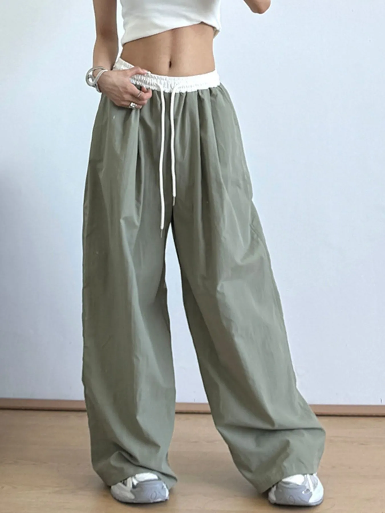 Wide Leg Drawstring Casual Pants - Image 11