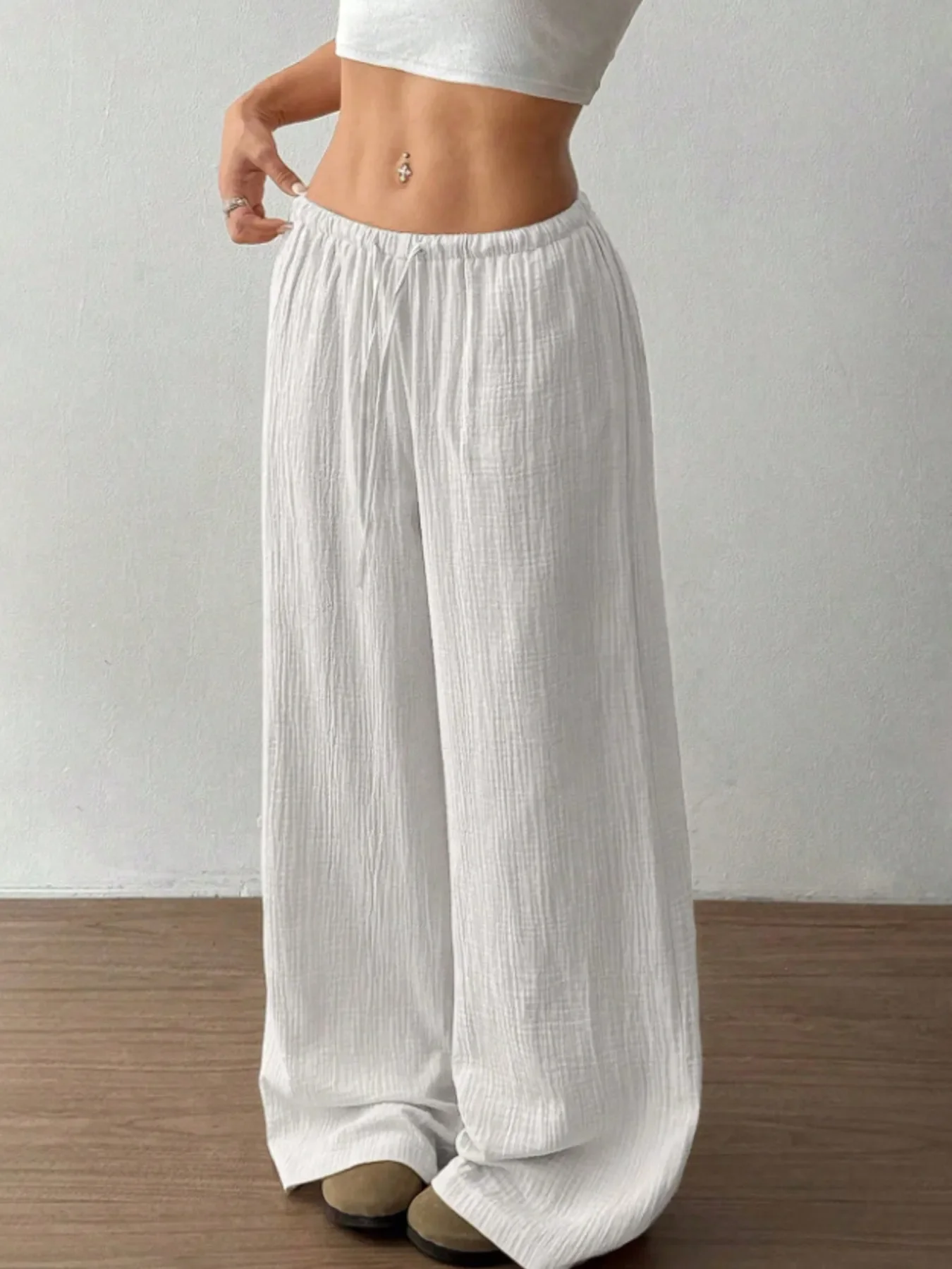 Wide Leg Drawstring Casual Pants - Image 23