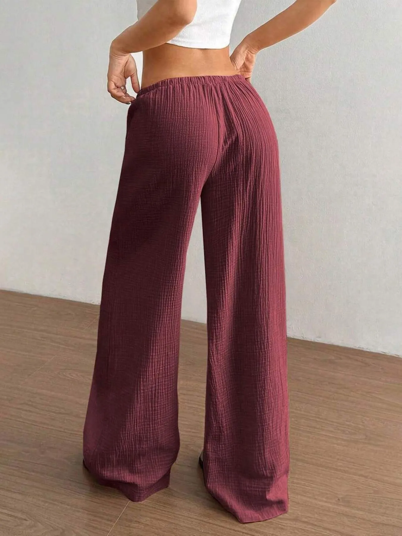 Wide Leg Drawstring Casual Pants - Image 30