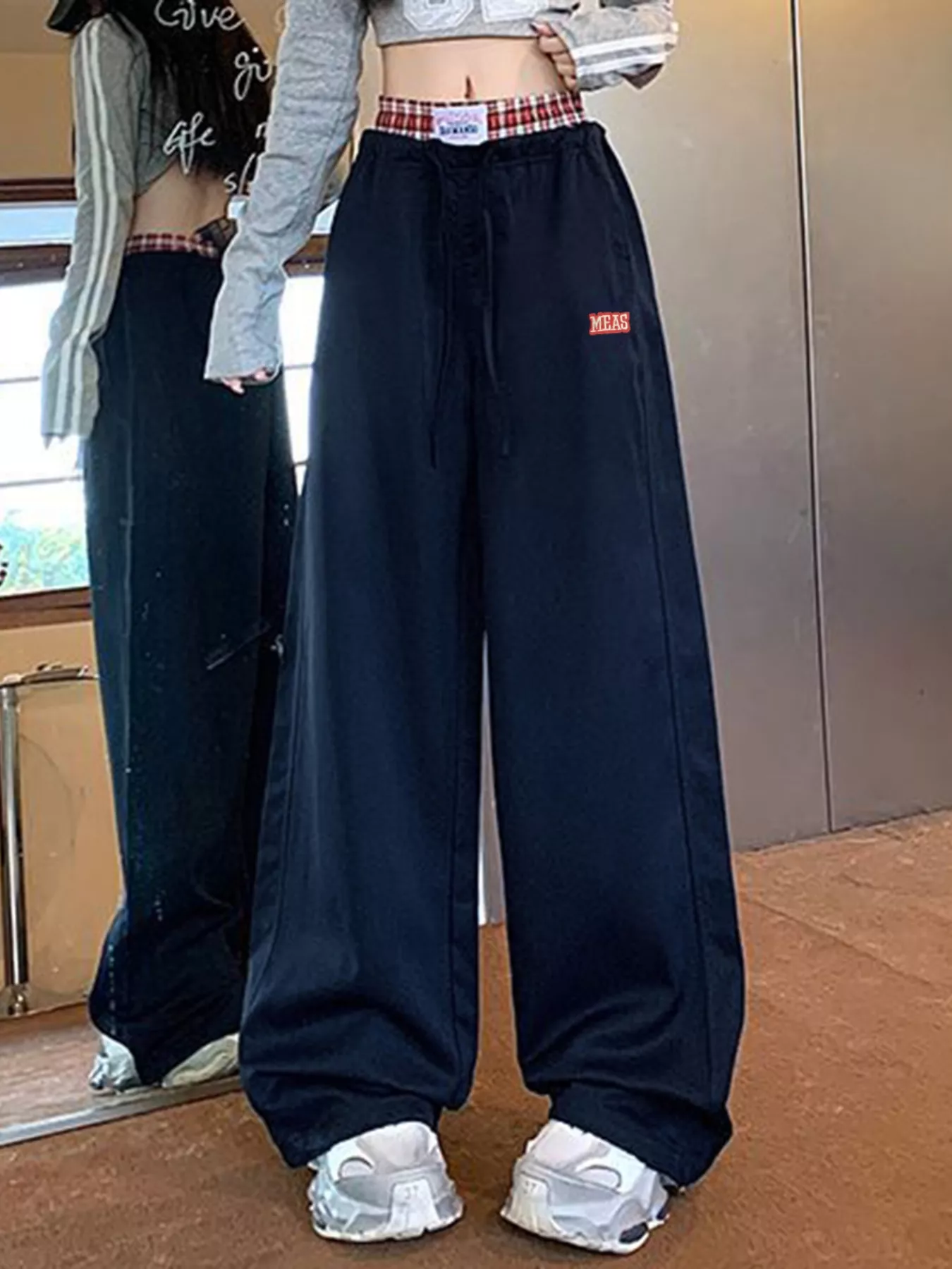 Wide Leg Drawstring Casual Pants - Image 3