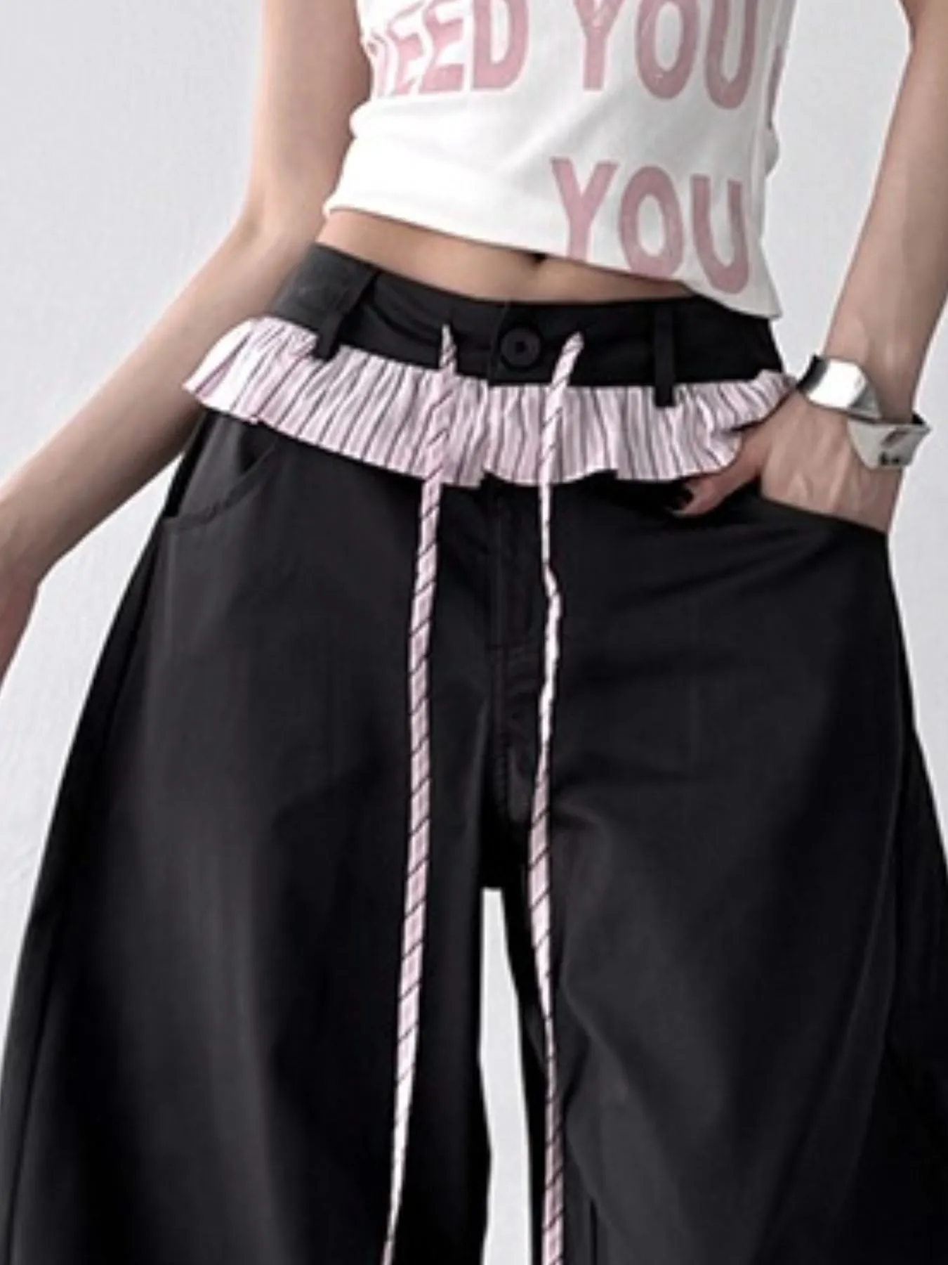 Wide Leg Drawstring Casual Pants - Image 7