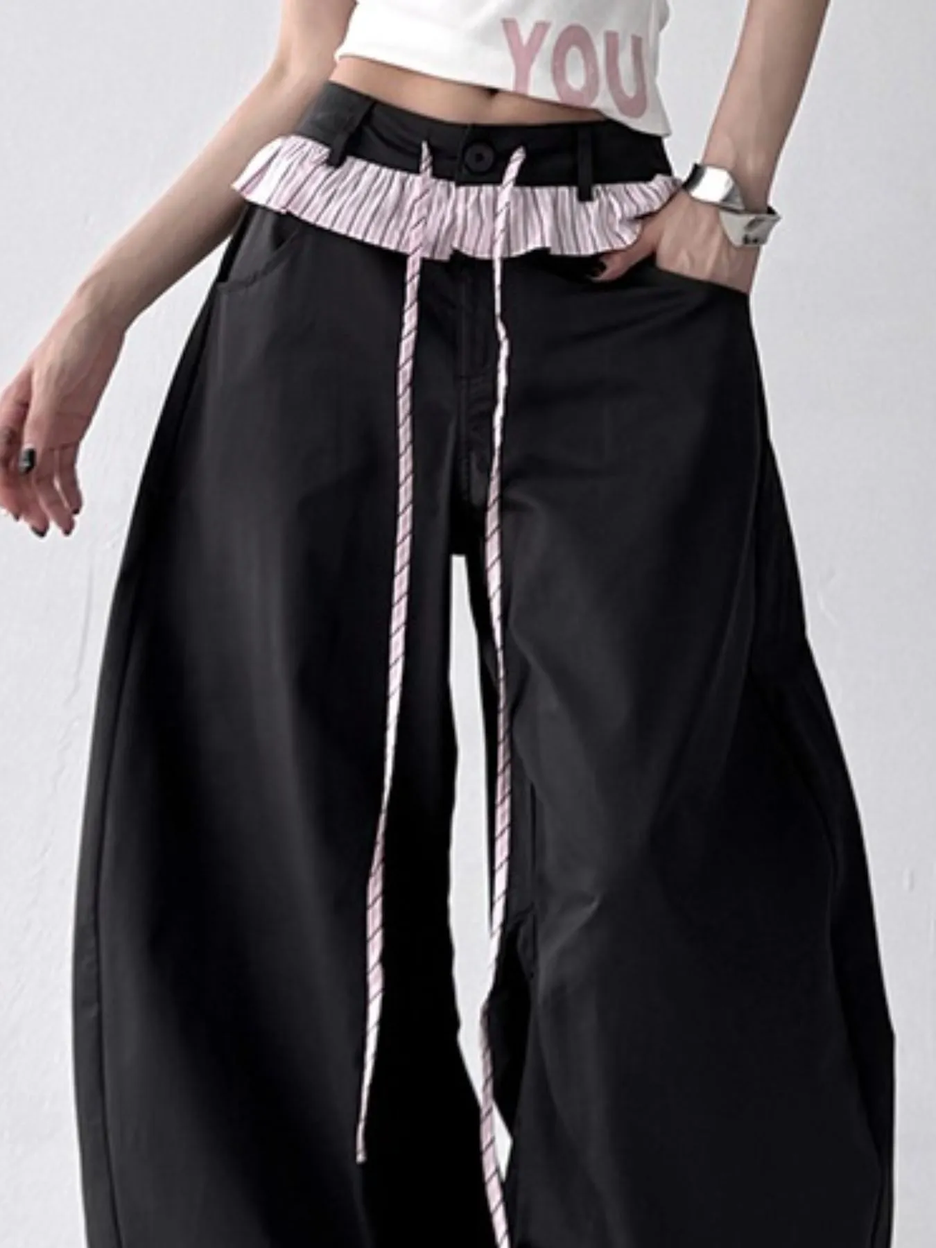 Wide Leg Drawstring Casual Pants - Image 8