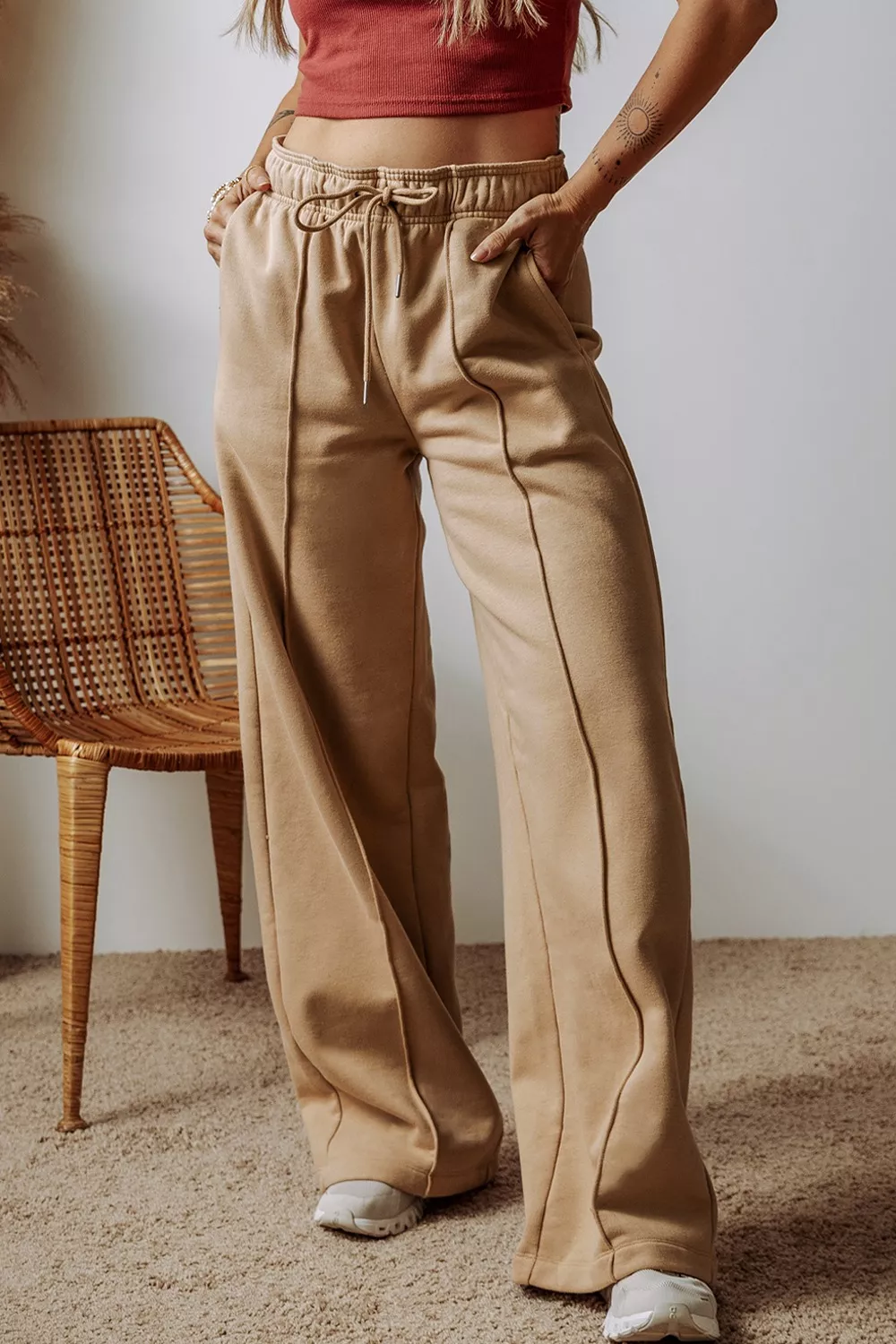 Wide Leg Drawstring Pants - Image 2
