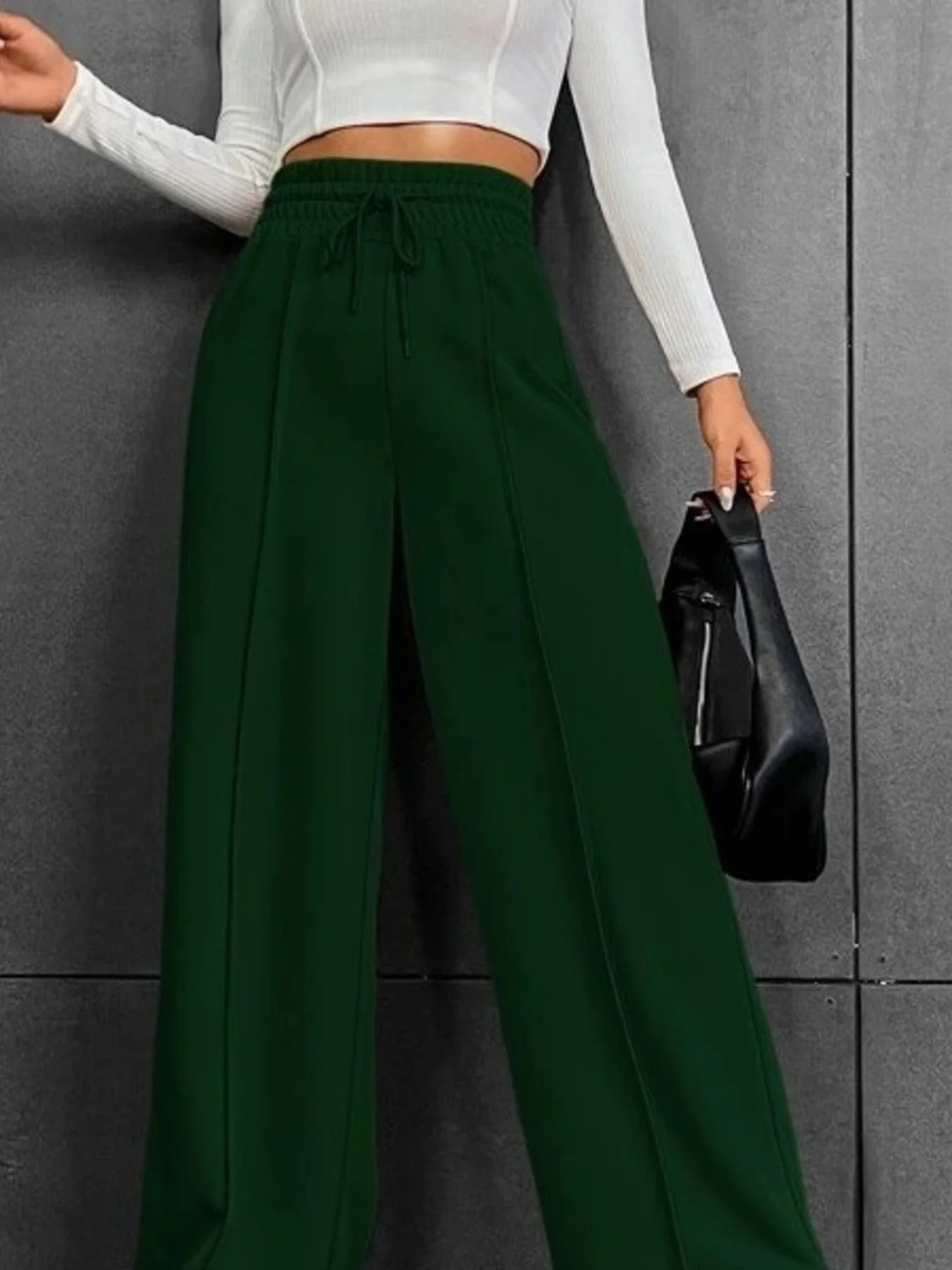 Wide Leg Drawstring Waist Pants - Image 8