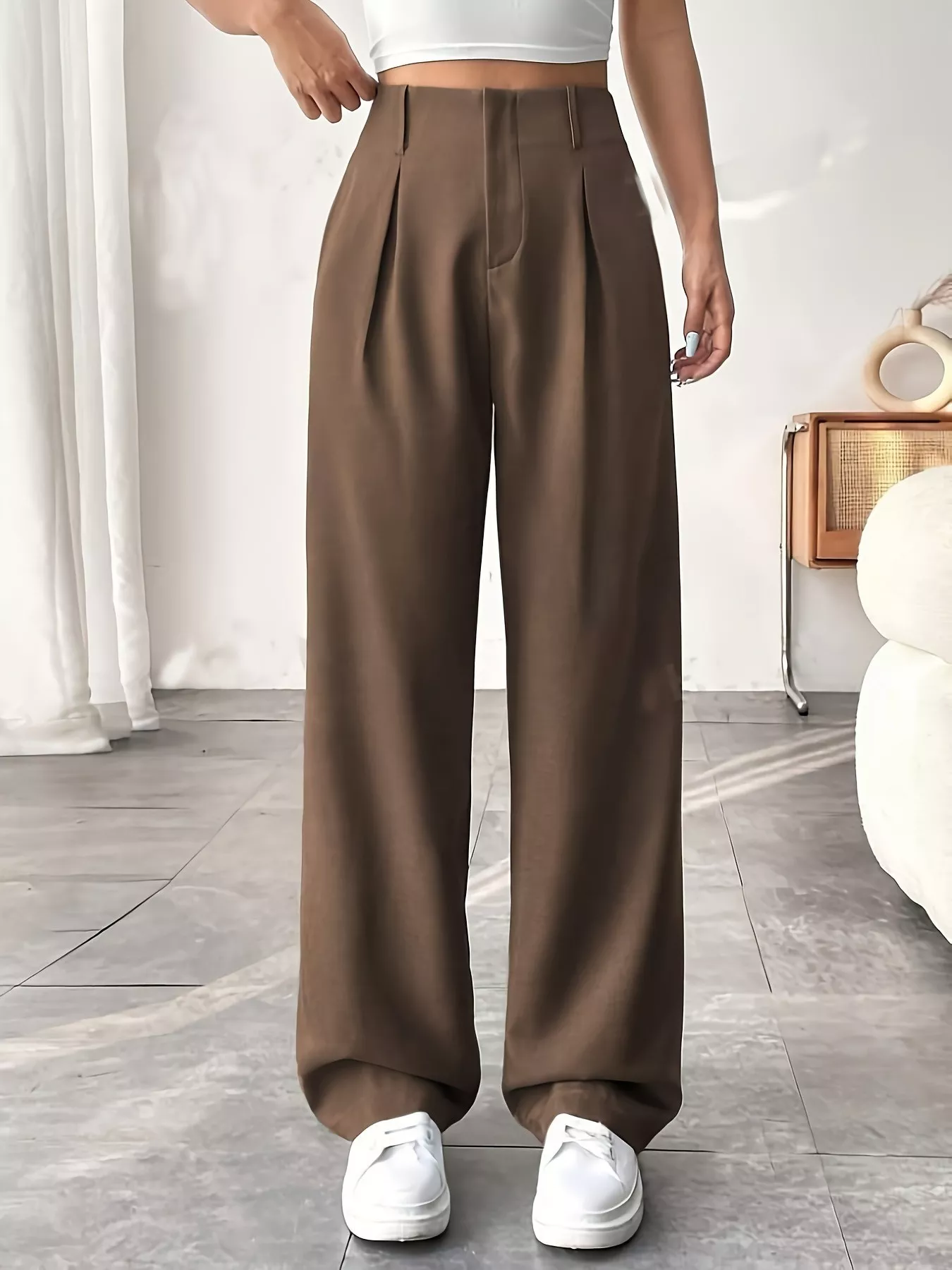 Wide Leg Pleated Pants - Image 24