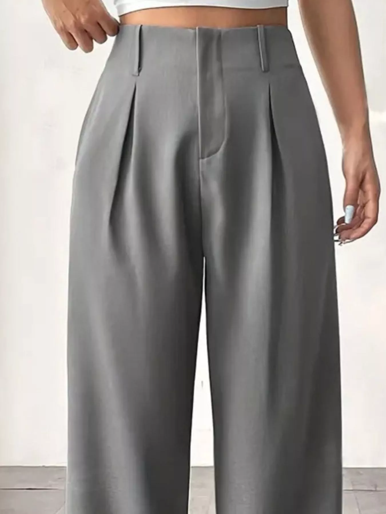 Wide Leg Pleated Pants - Image 9