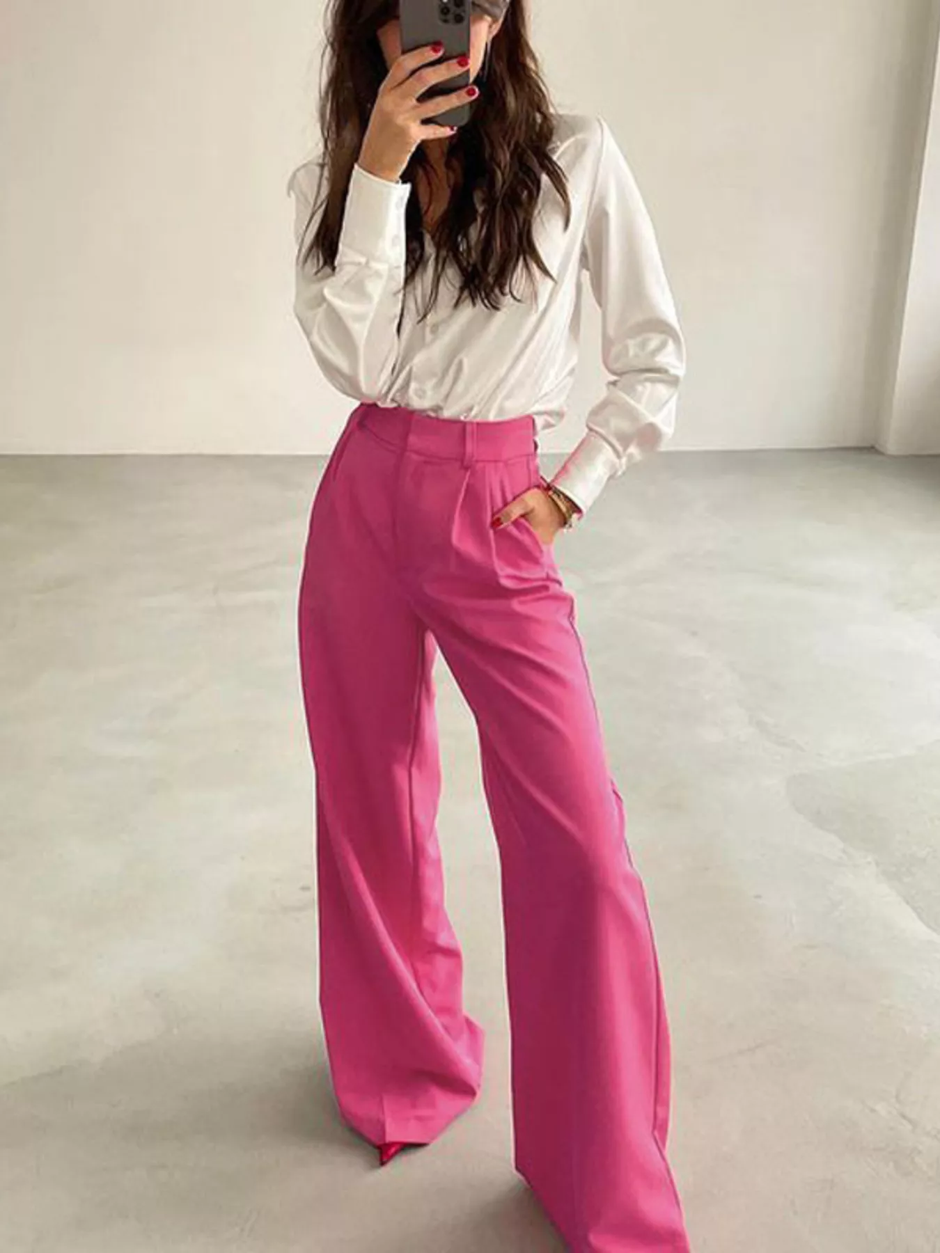 Wide Leg Pleated Pants - Image 12