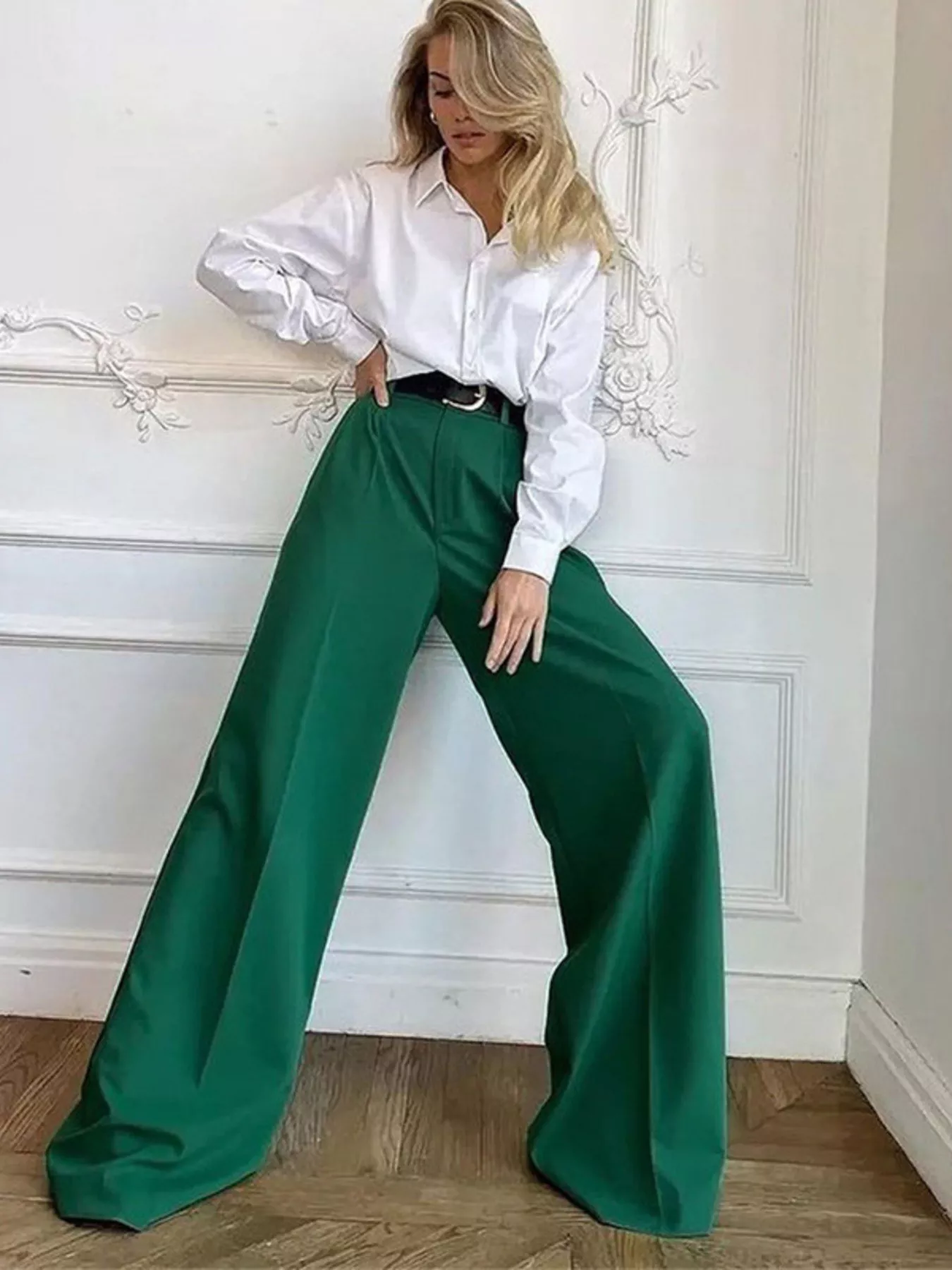 Wide Leg Pleated Pants - Image 17