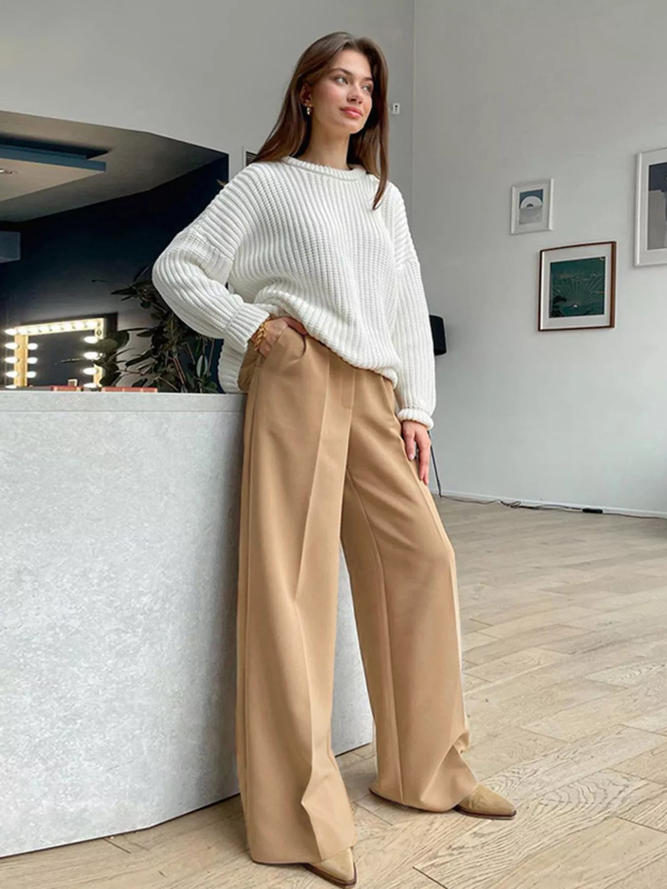 Wide Leg Pleated Pants - Image 19