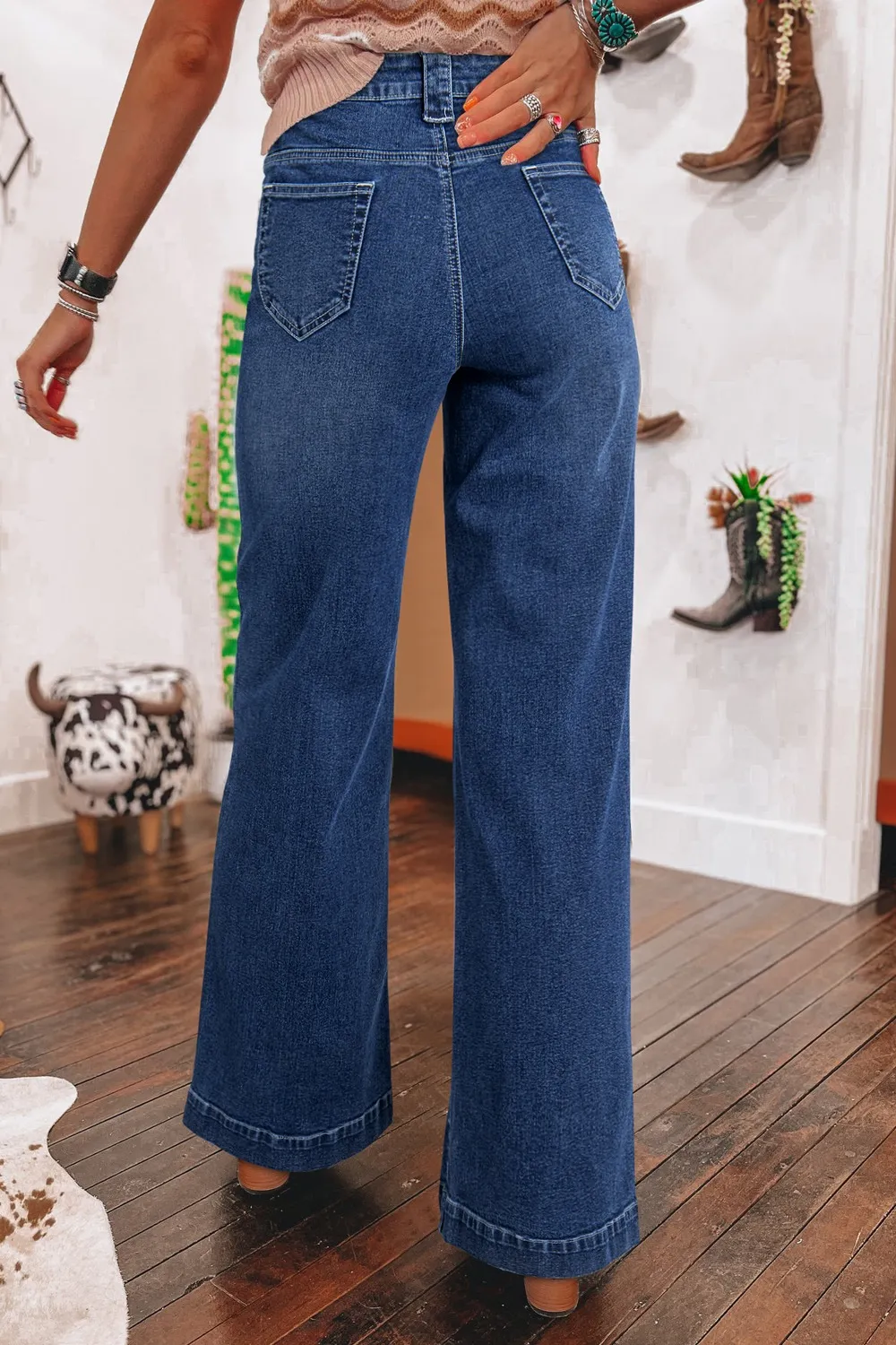 Wide Leg Pocketed High Waist Jeans - Image 3