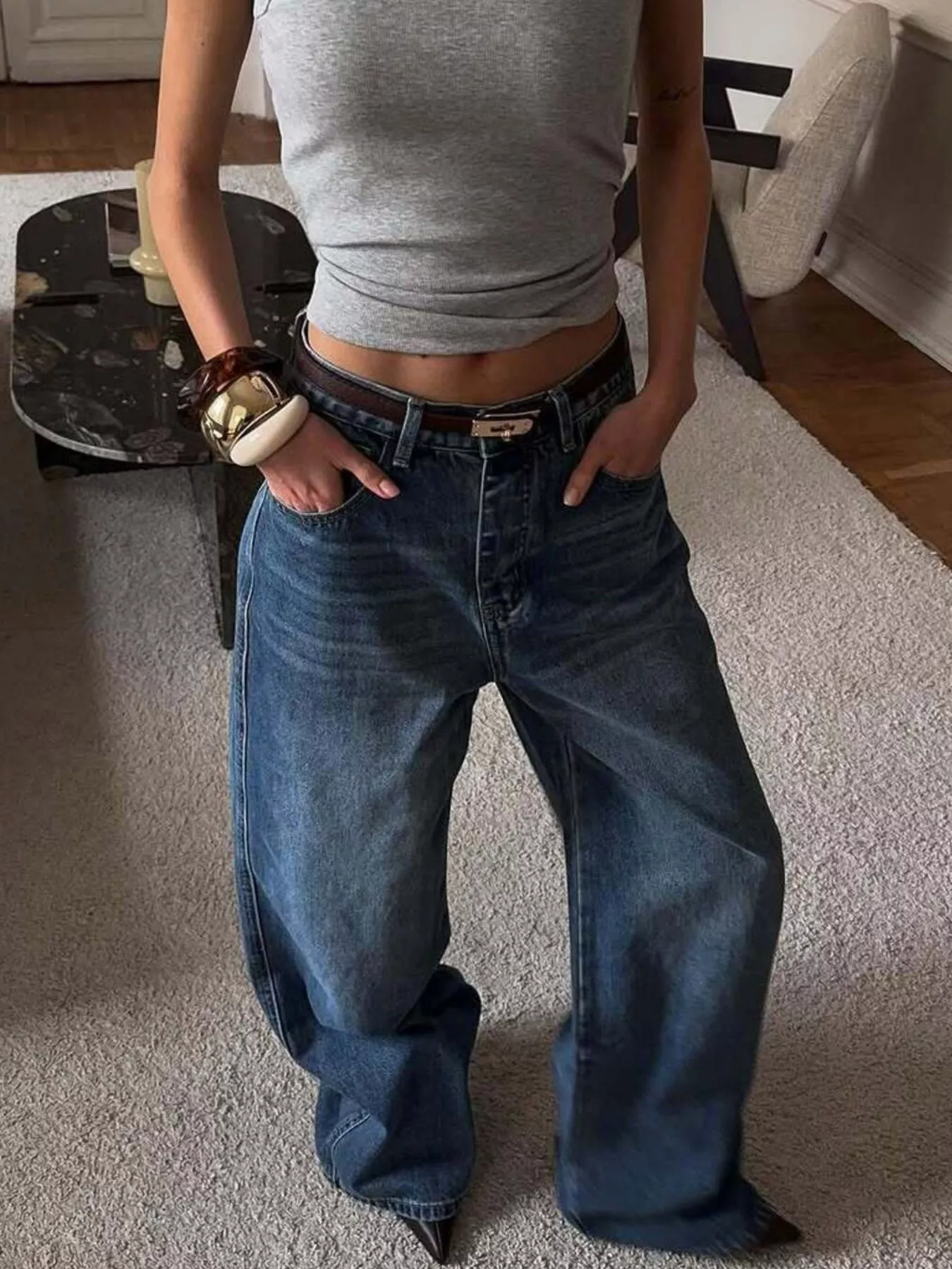 Wide Leg Relaxed Fit Jeans - Image 3