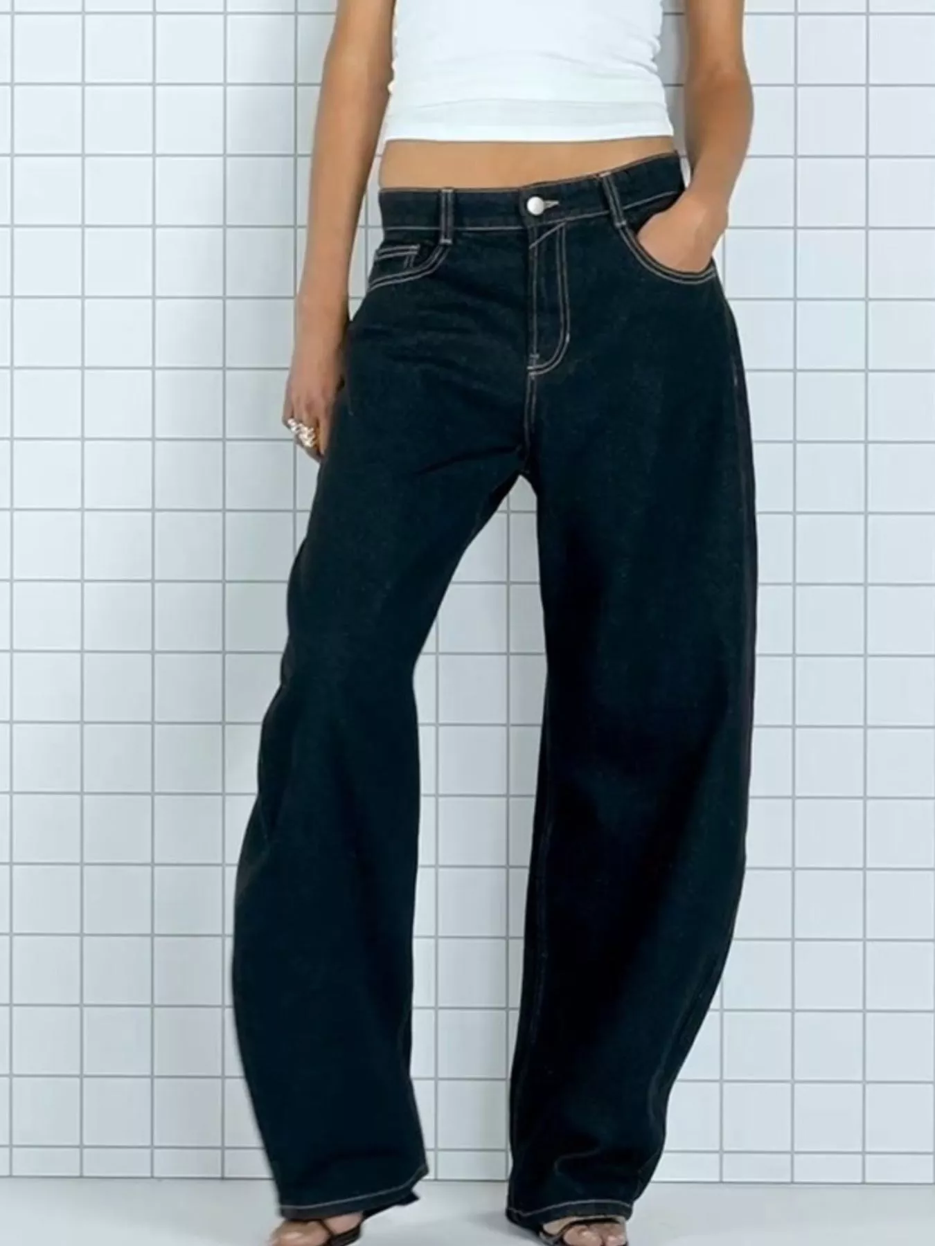 Wide Leg Washed Jeans - Image 5
