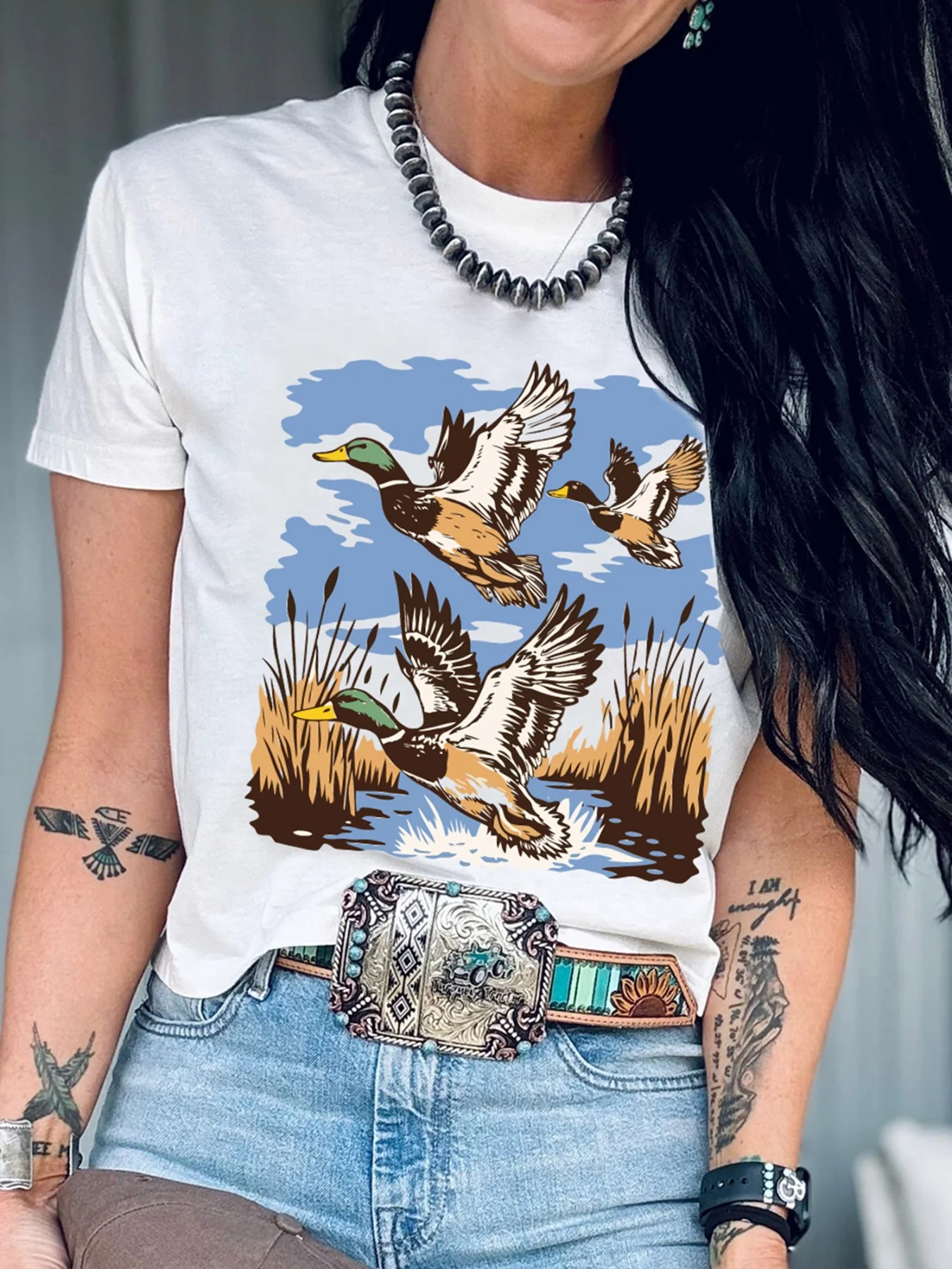 Wild Duck Graphic Round Neck Tee - Image 5