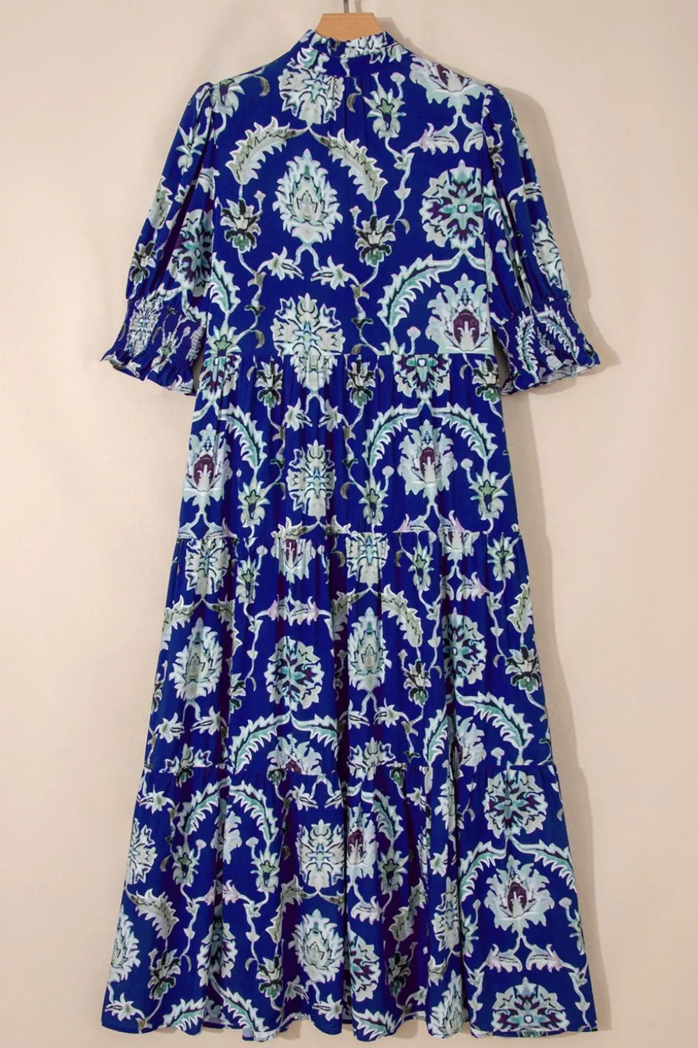 Wild Floral Print Frilled Collar Half Sleeve Dress - Image 6