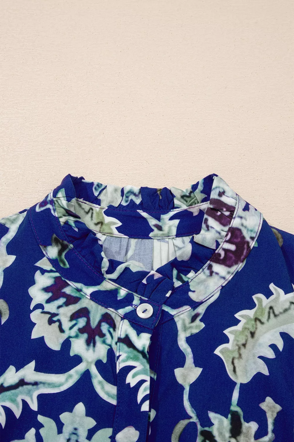 Wild Floral Print Frilled Collar Half Sleeve Dress - Image 8