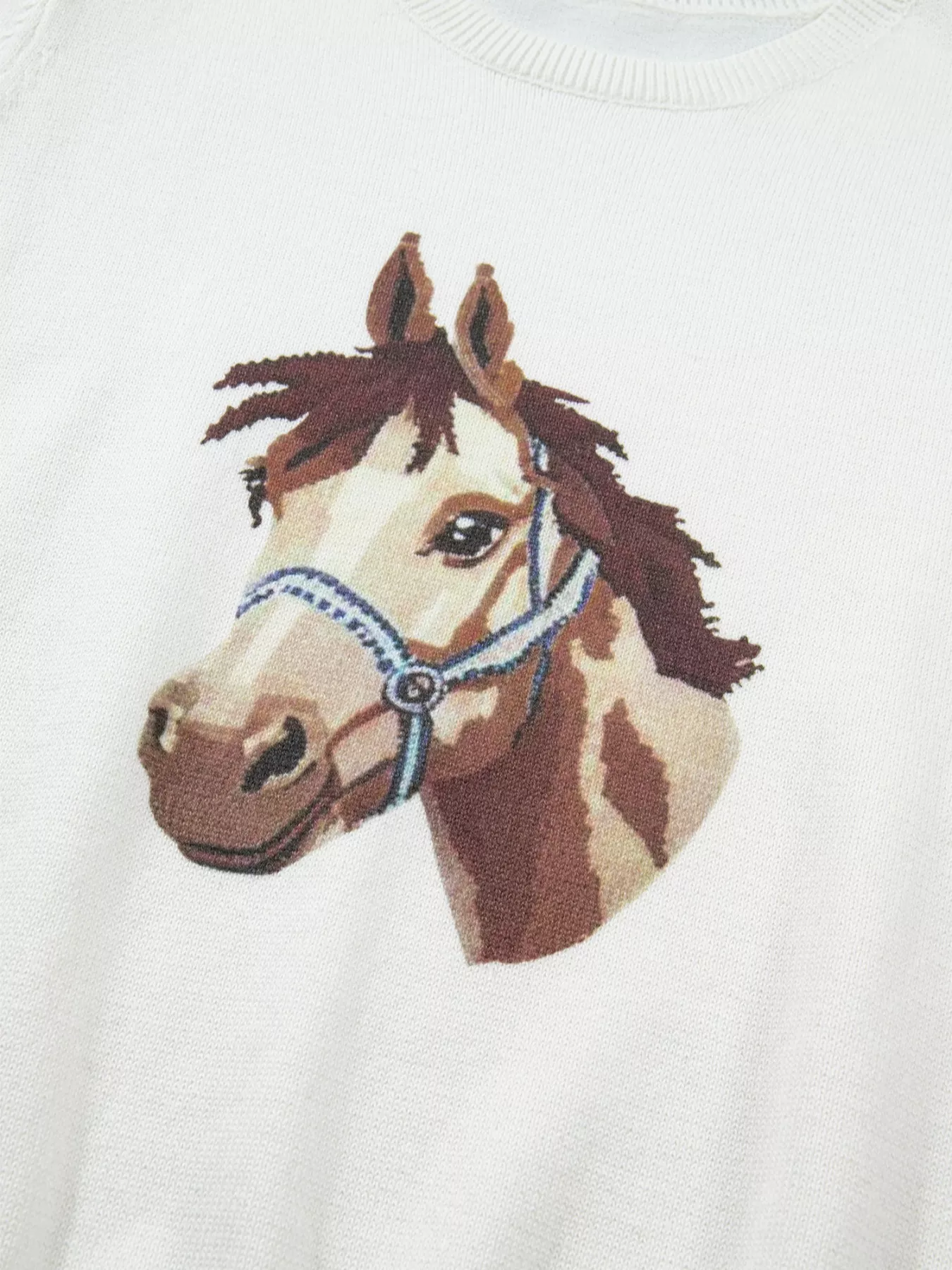 Wild West Horse Head Printed Short Sleeve Sweater - Image 6