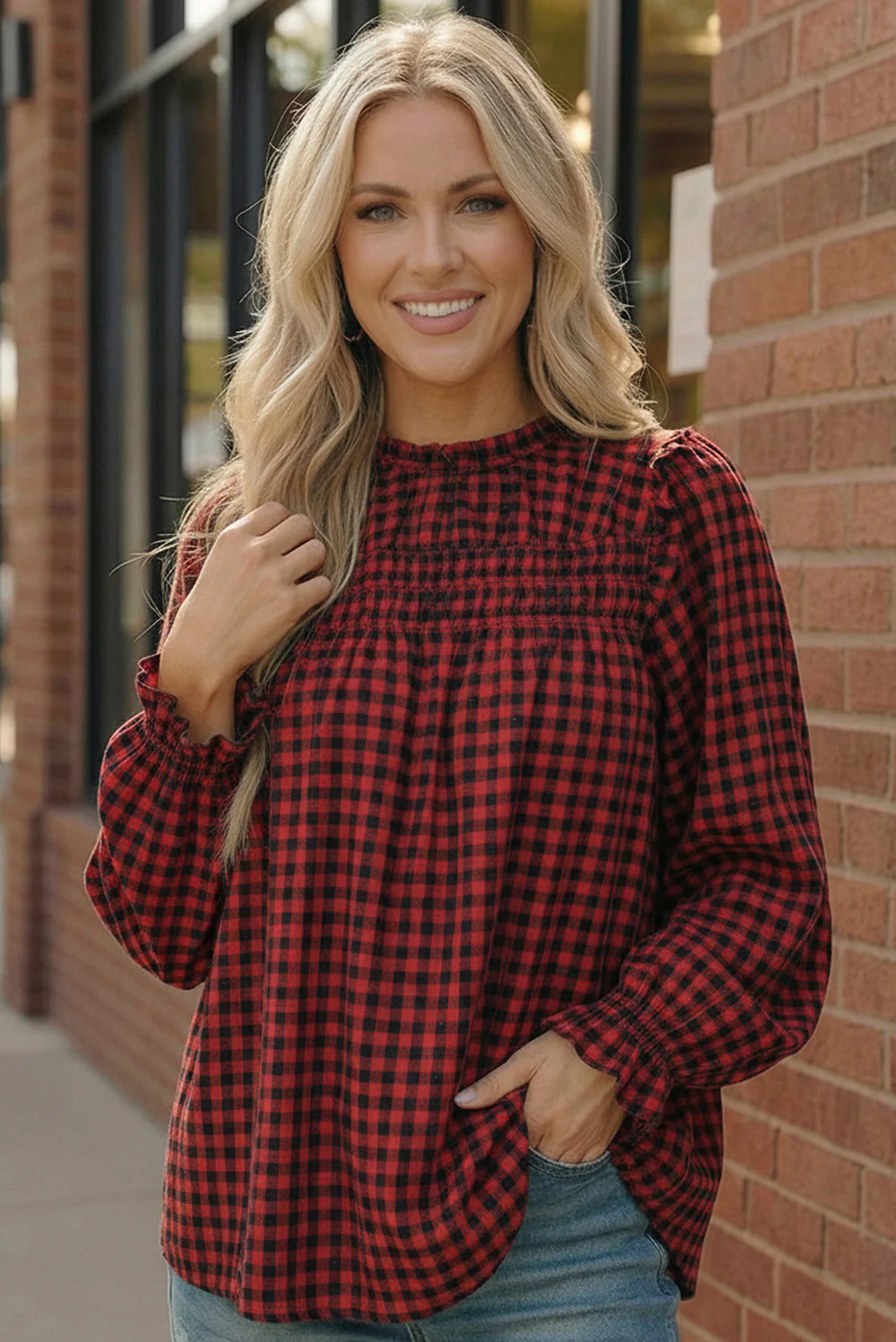 Wildwood Check Red Smock - Image 3