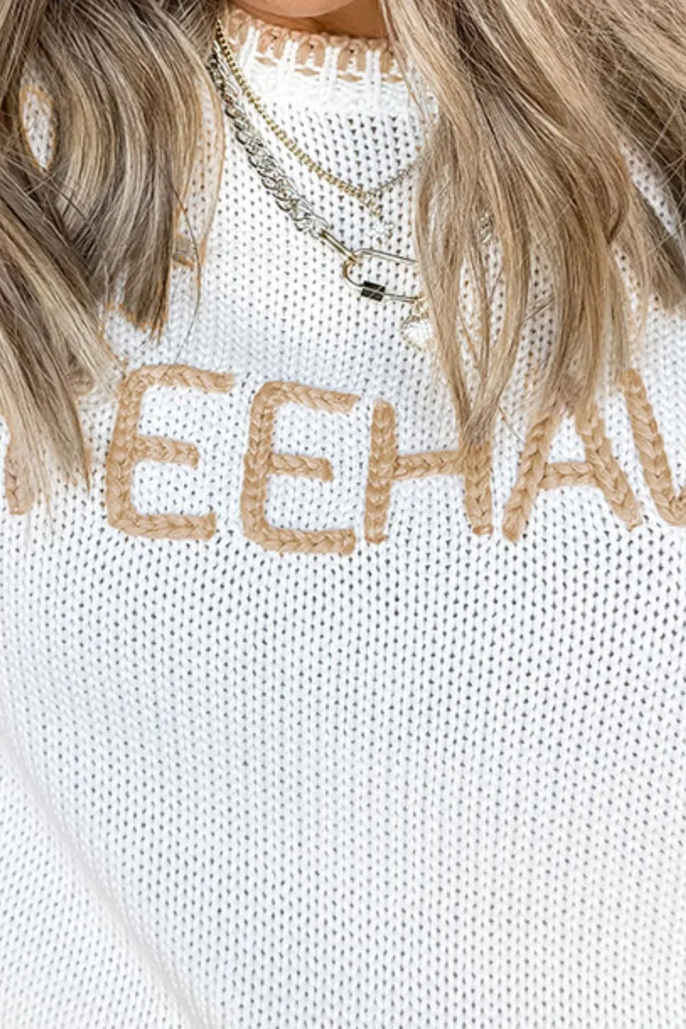 YEEHAW Stitch Edge Crew Neck Knit Top - Image 5
